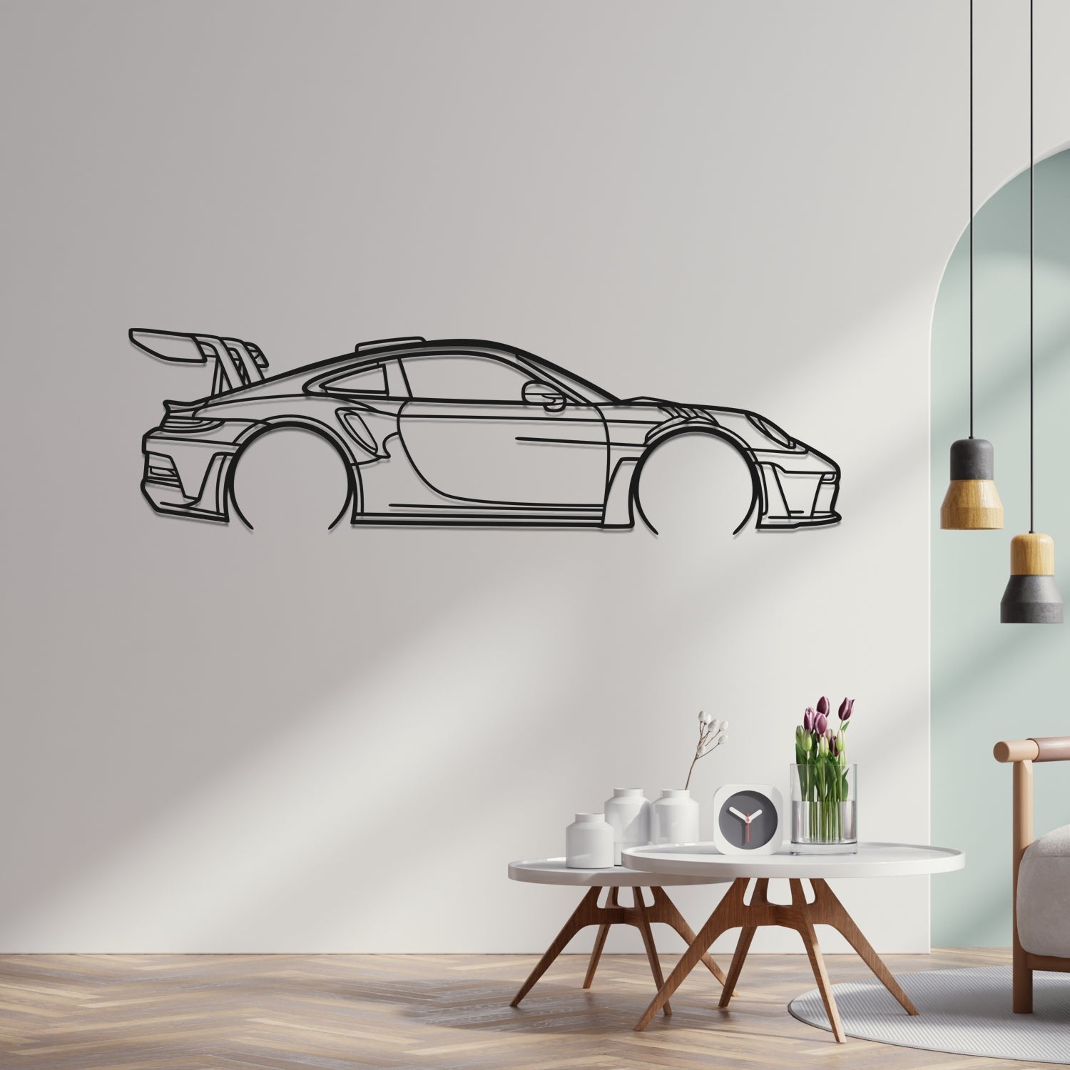 Porsche 911 992 GT3 RS (2022-2025) - Side View - Metal Silhouette