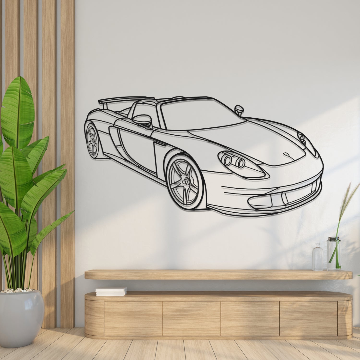 Porsche Carrera GT (2003-2007) – 3D-Perspektive Front – Metallsilhouette