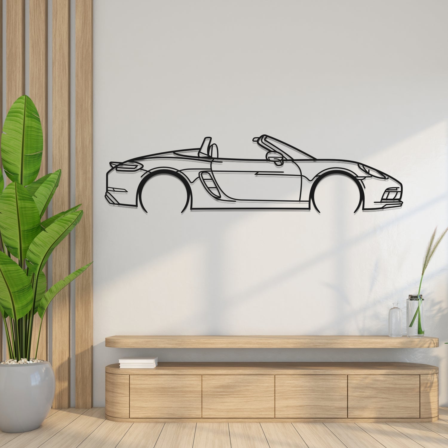 Porsche 718 Boxster GTS (2017-2019) - Perspetiva Lateral - Silhueta de Metal