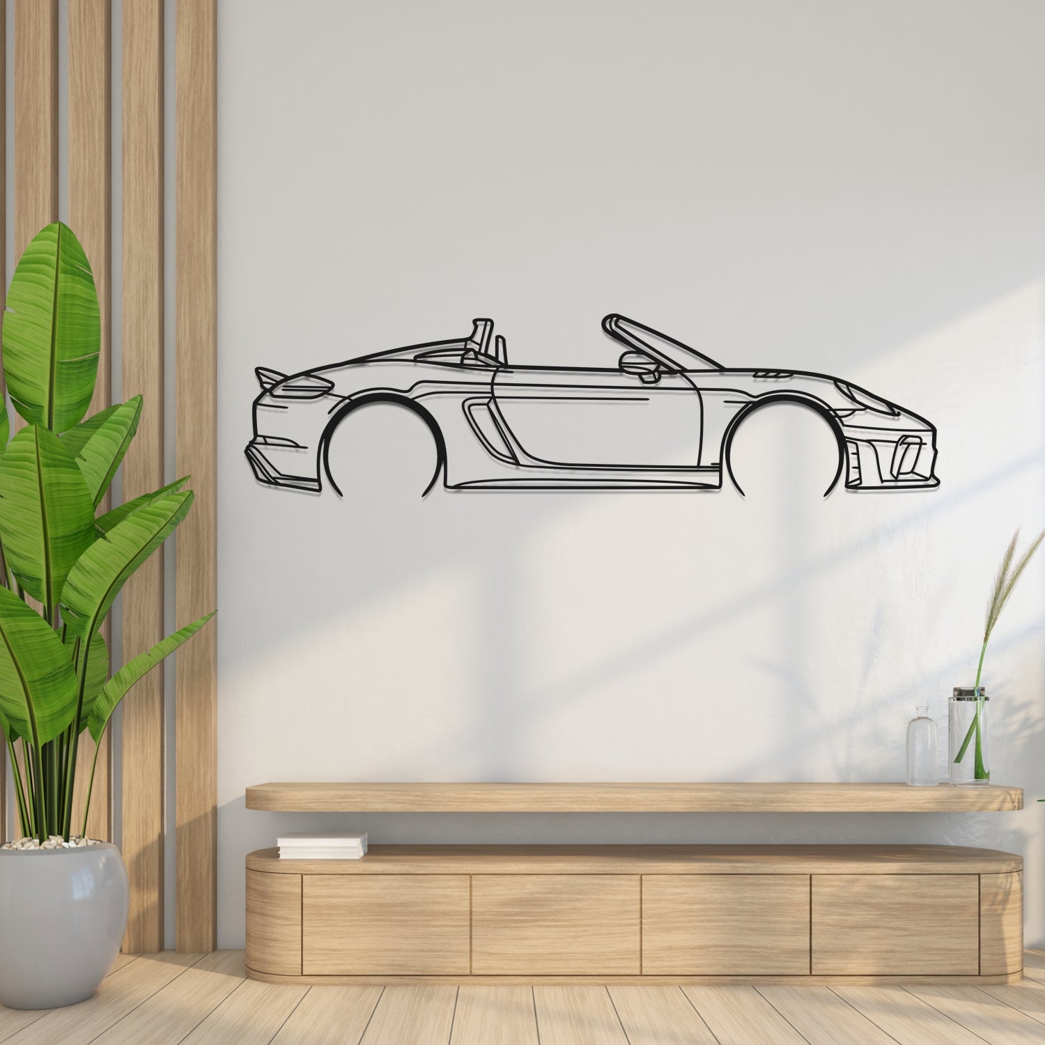 Porsche 718 Spyder RS (2023-2025) - Perspetiva Lateral - Silhueta de Metal