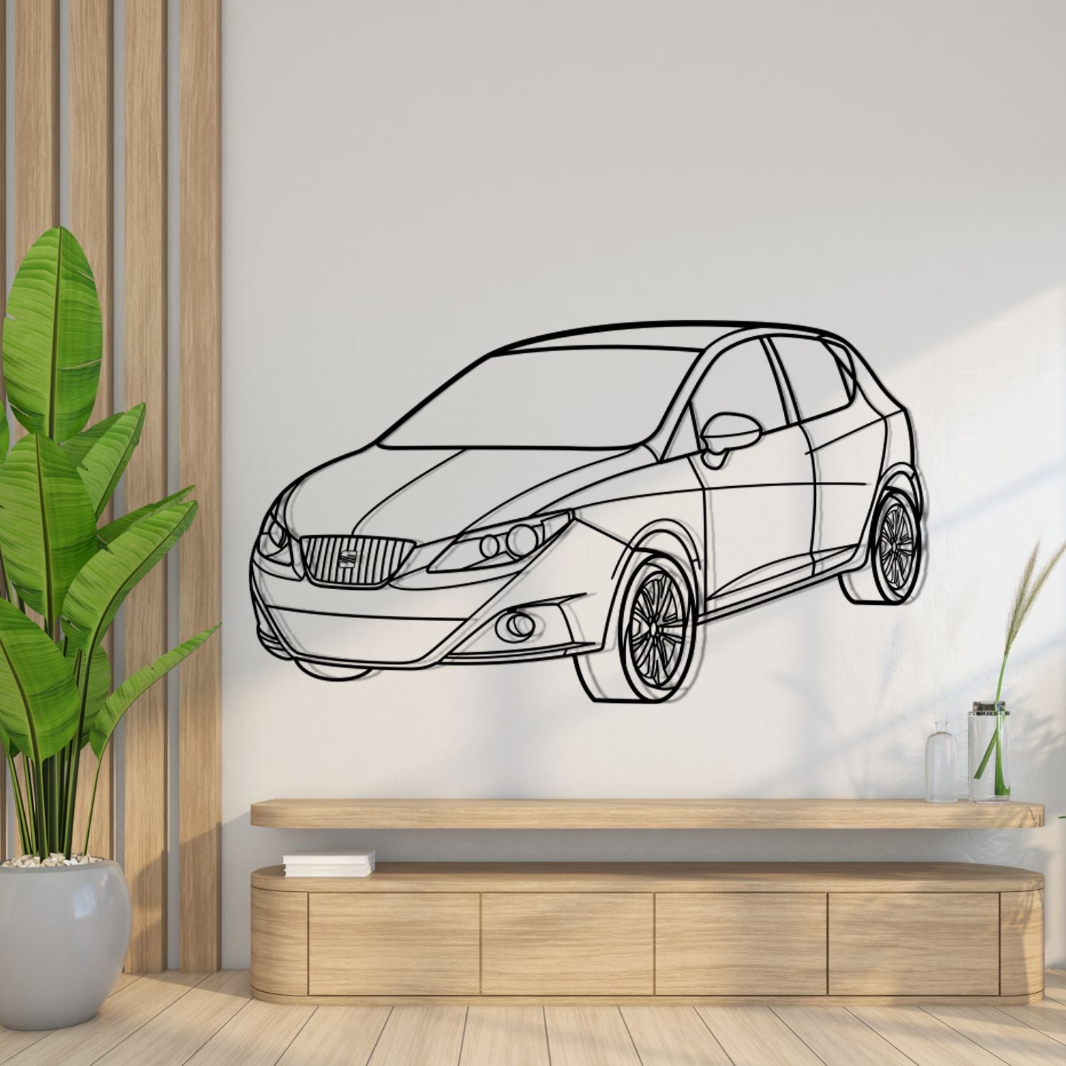 Seat Ibiza 6J (2008-2012) - Perspetiva 3D Frente - Silhueta de Metal
