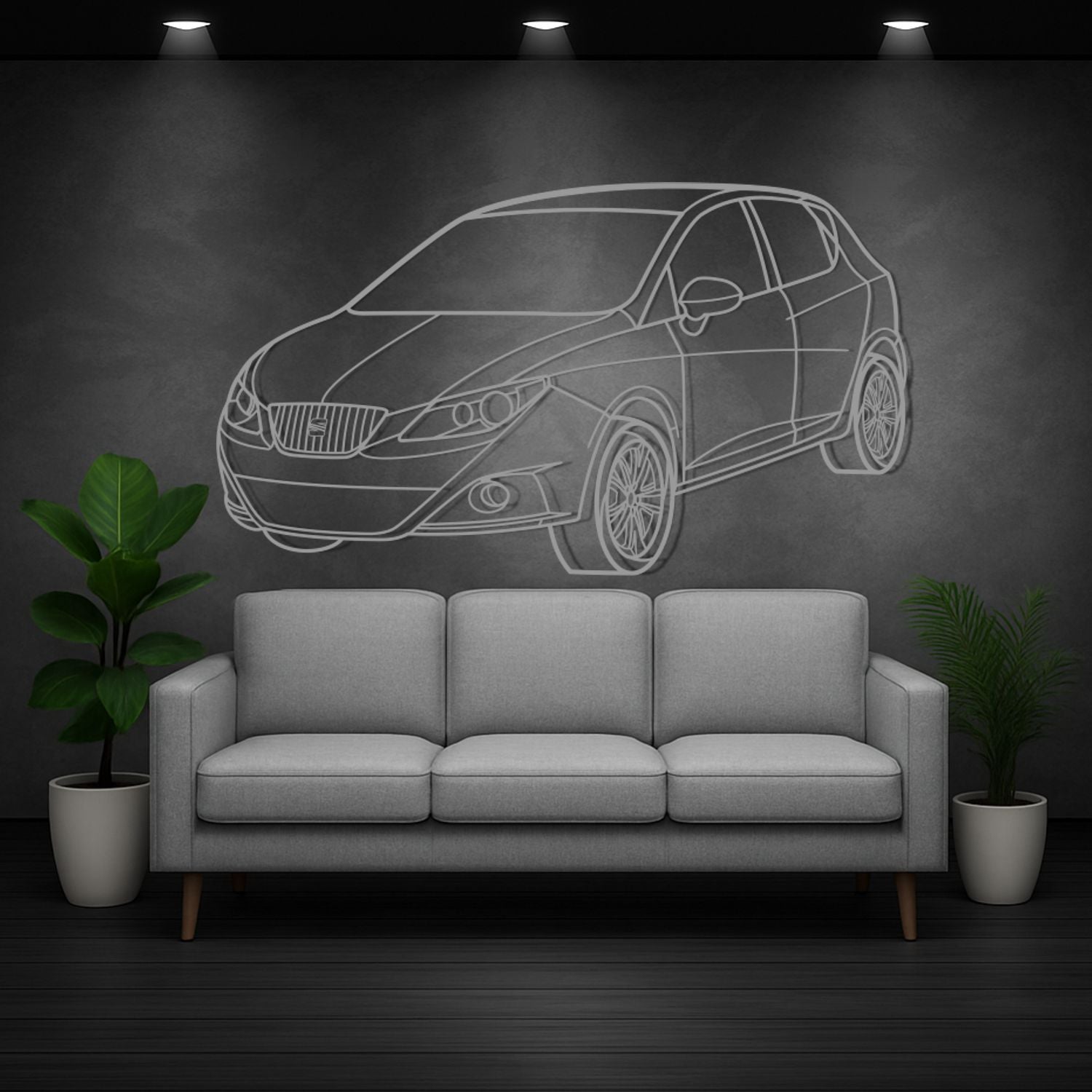 Seat Ibiza 6J (2008-2012) - Perspetiva 3D Frente - Silhueta de Metal