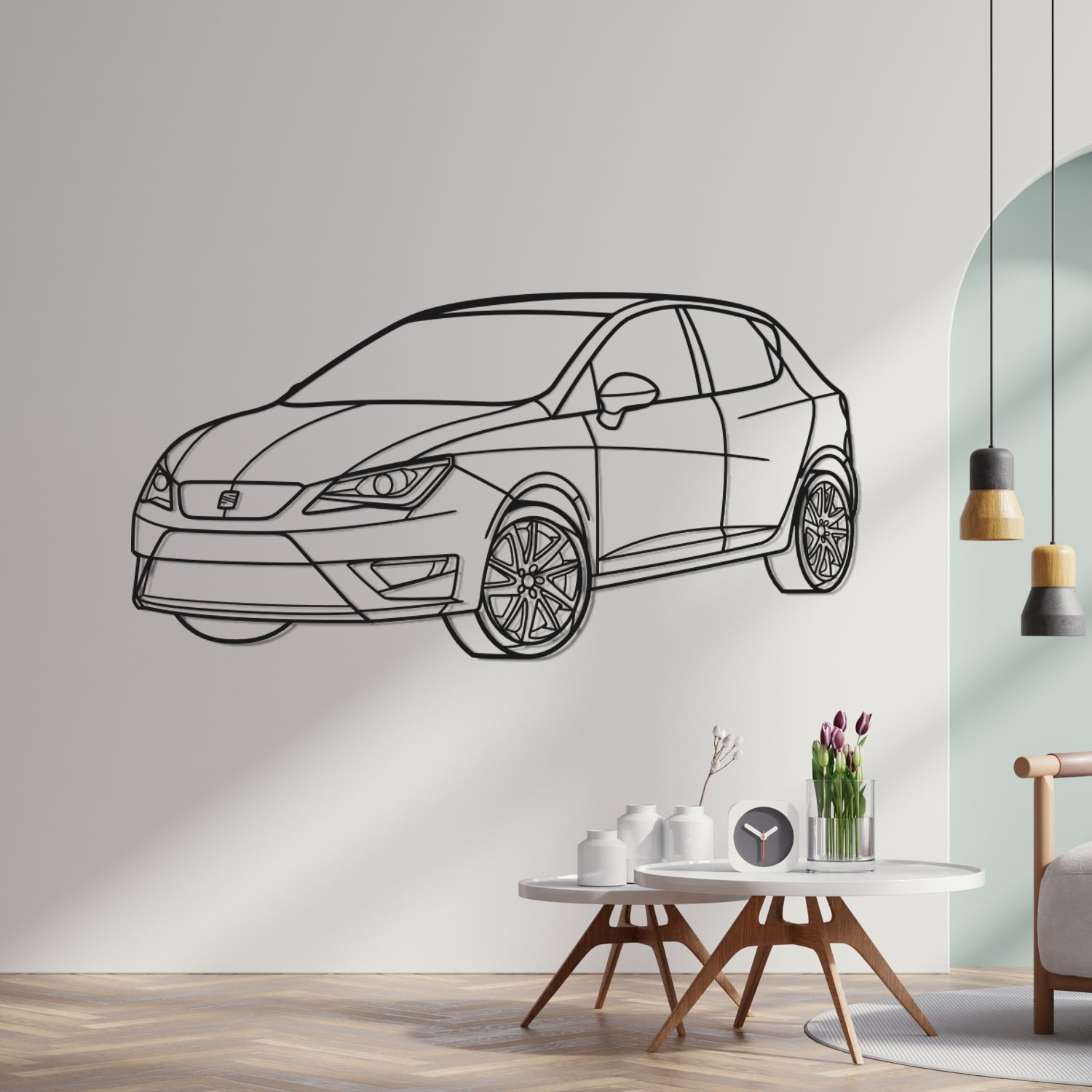 Seat Ibiza FR (2012-2017) - Perspetiva 3D Frente - Silhueta de Metal