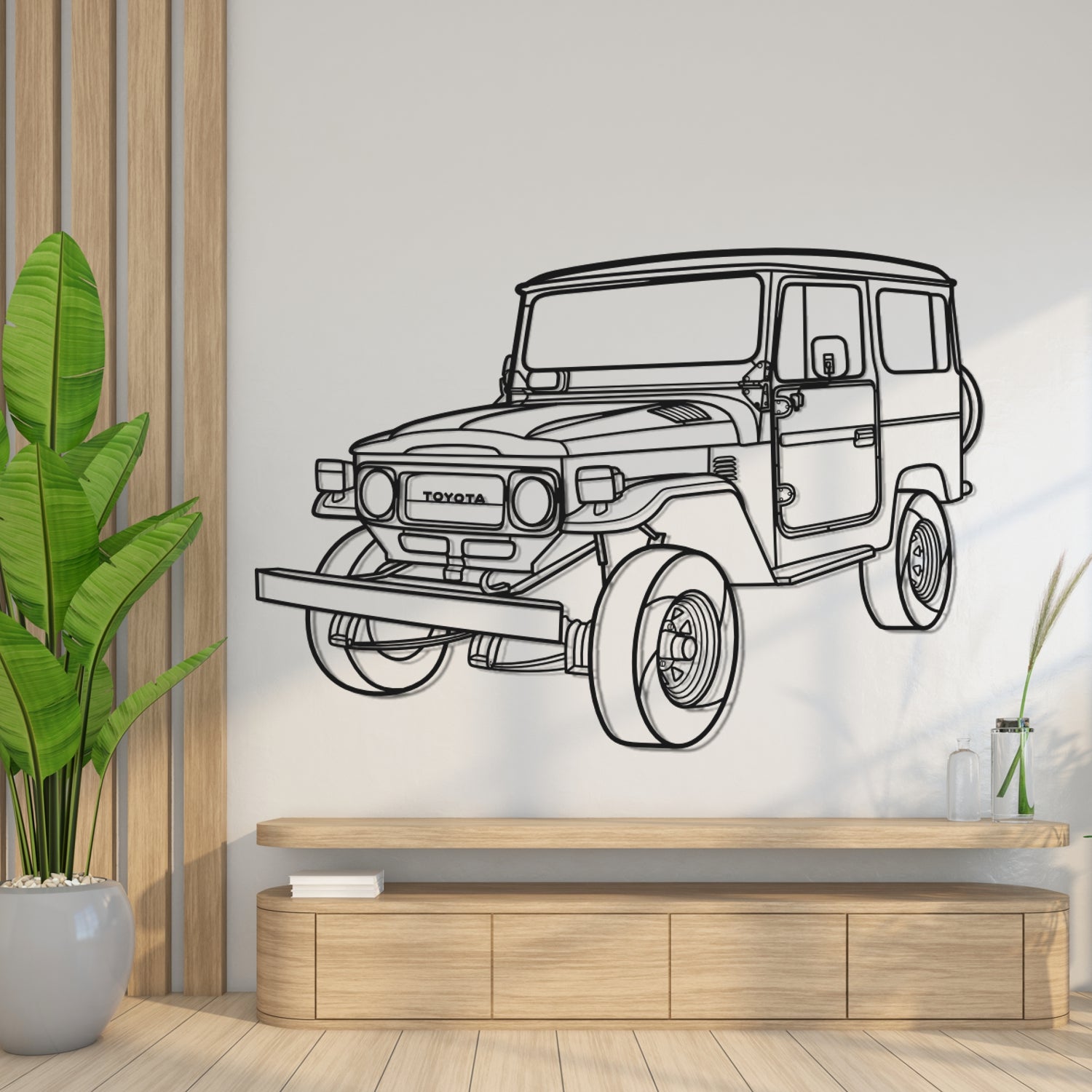 Toyota Land Cruiser BJ 40 (1960-1984) - 3D Perspective Front - Metal Silhouette