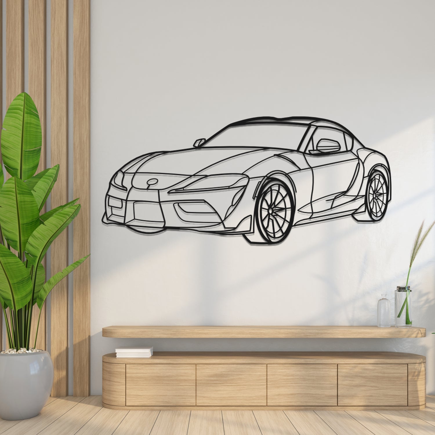 Toyota GR Supra Legacy (2019-2025) - 3D Perspective Front - Metal Silhouette