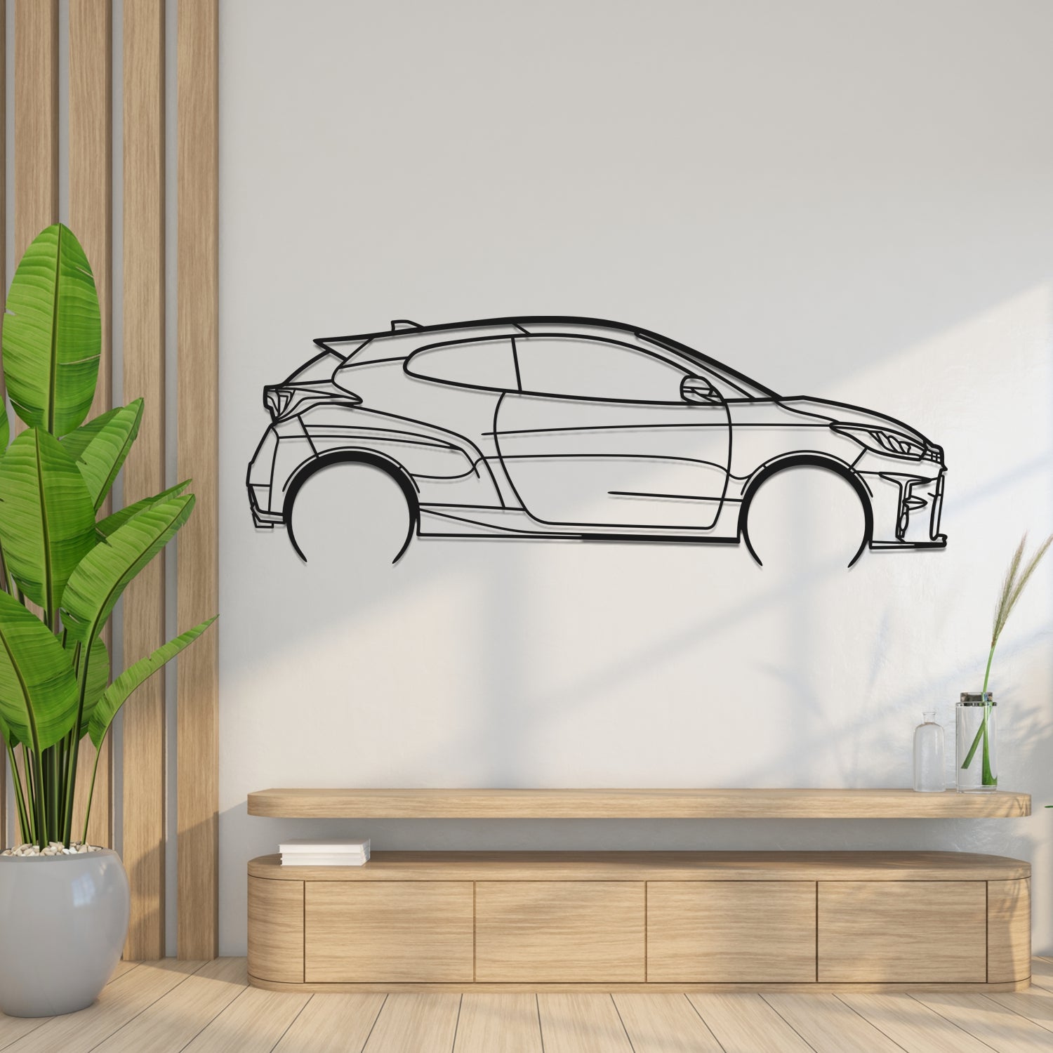 Toyota Yaris GR (2020-2025) - Side View - Metal Silhouette