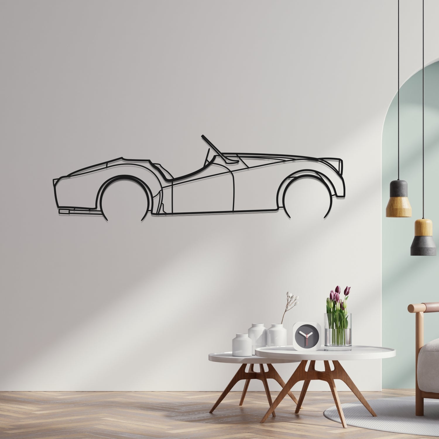 Triumph TR2 (1953-1955) - Perspetiva Lateral - Silhueta de Metal