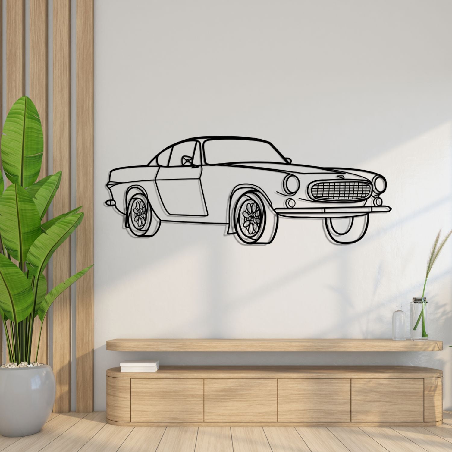 Volvo P1800 (1961-1973) - Perspetiva 3D Frente - Silhueta de Metal
