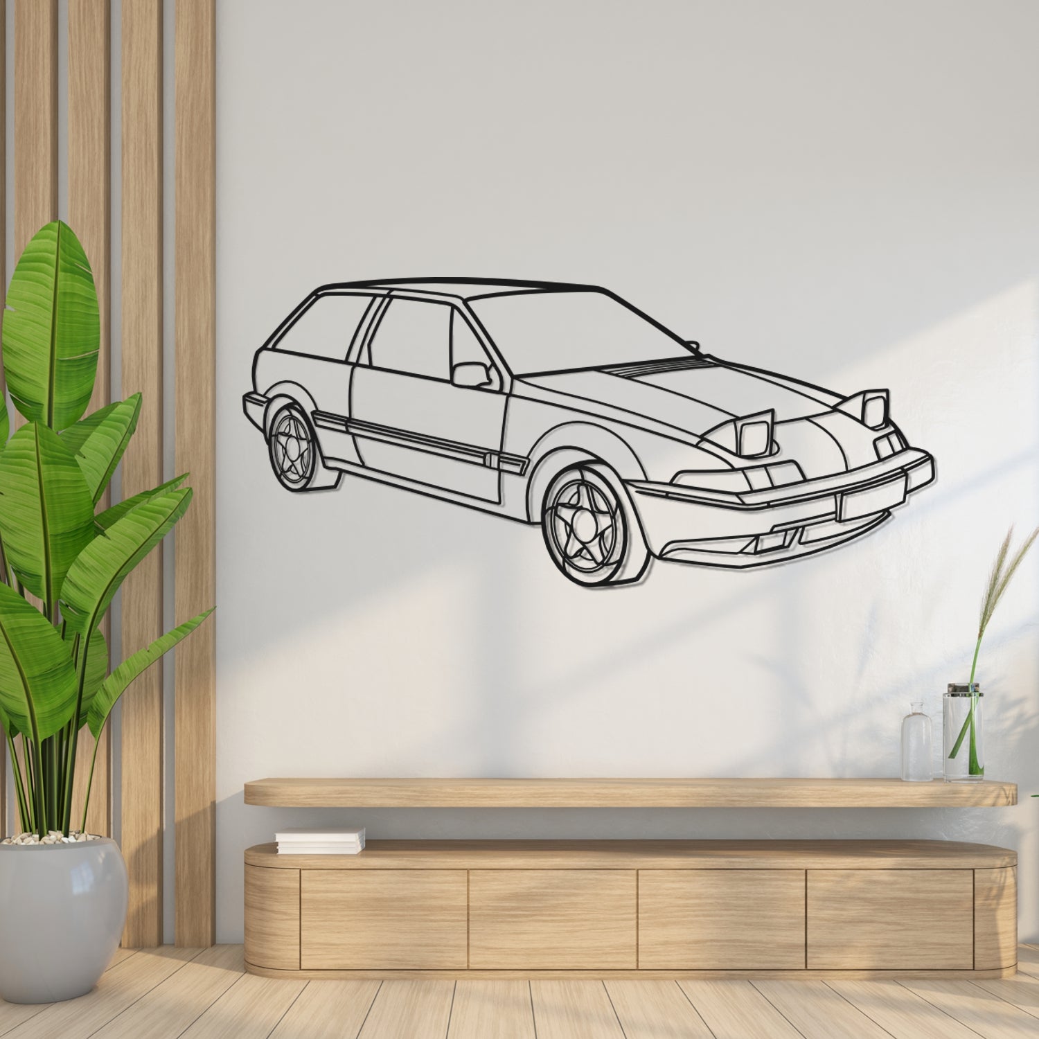 Volvo 480 Turbo (1986-1995) - Perspetiva 3D Frente - Silhueta de Metal