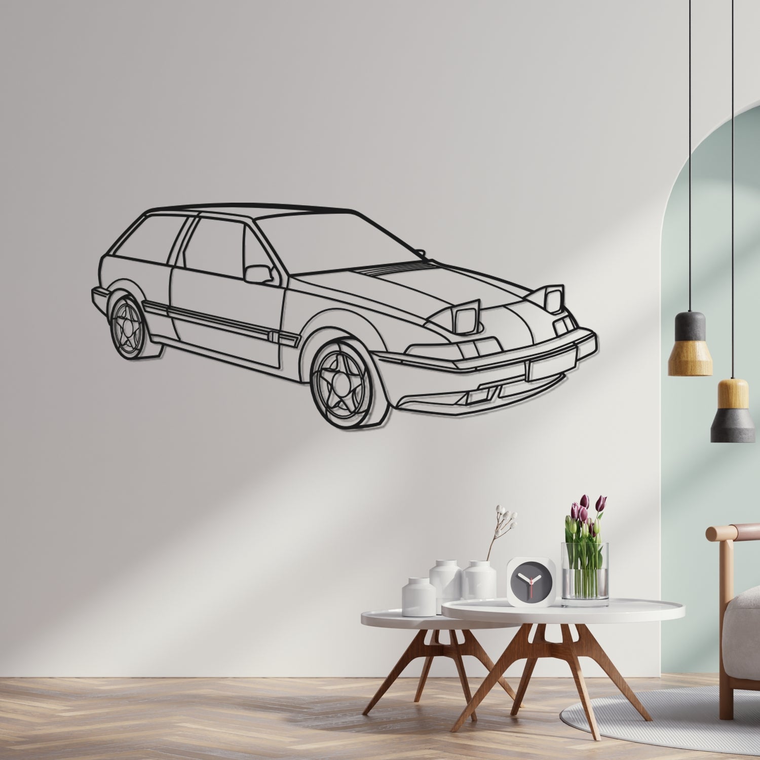 Volvo 480 Turbo (1986-1995) - Perspetiva 3D Frente - Silhueta de Metal