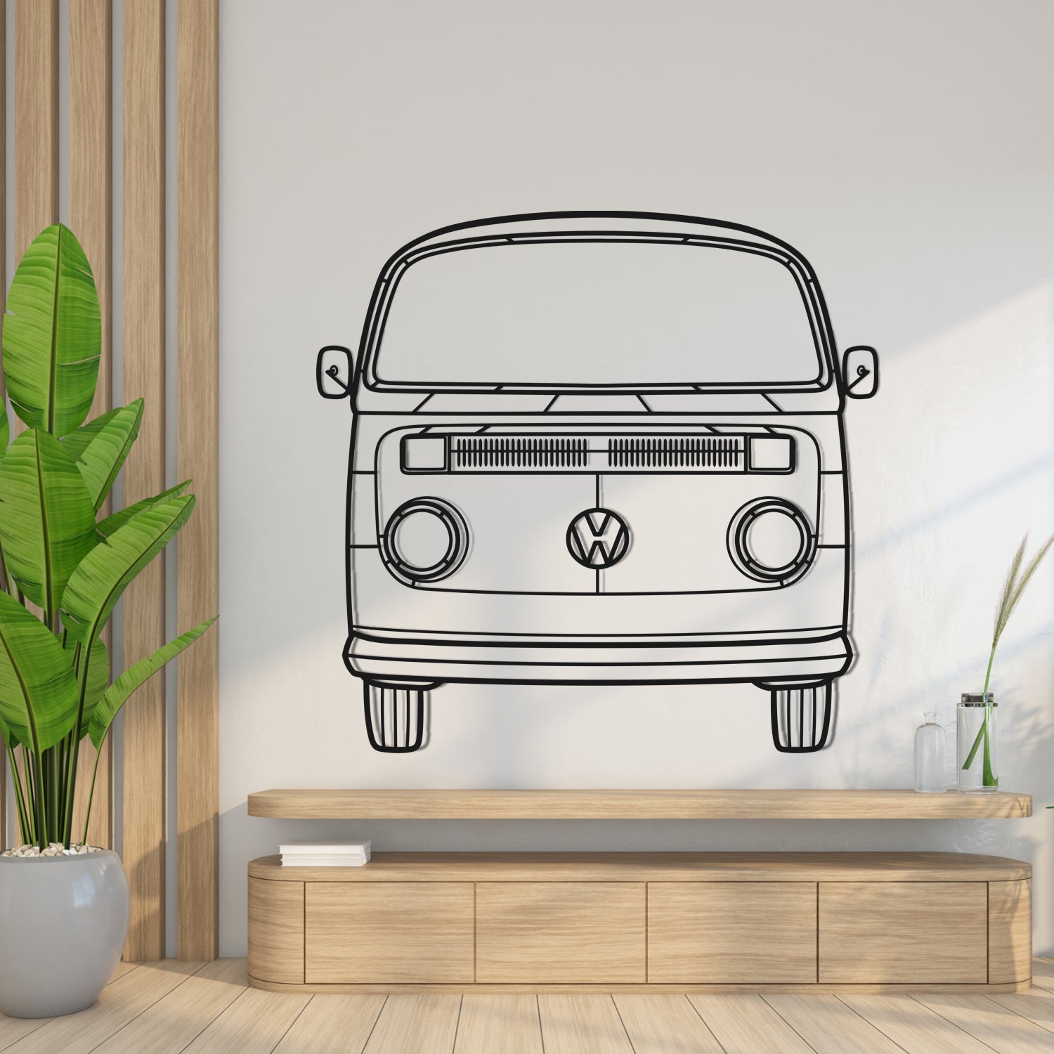 Volkswagen Kombi (1967-1979) - Perspetiva Frontal - Silhueta de Metal