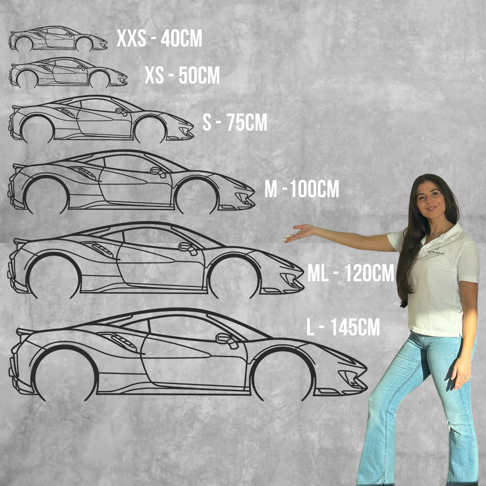 Ford Mustang Dark Horse (2022-2025) - Perspetiva Lateral - Silhueta de Metal