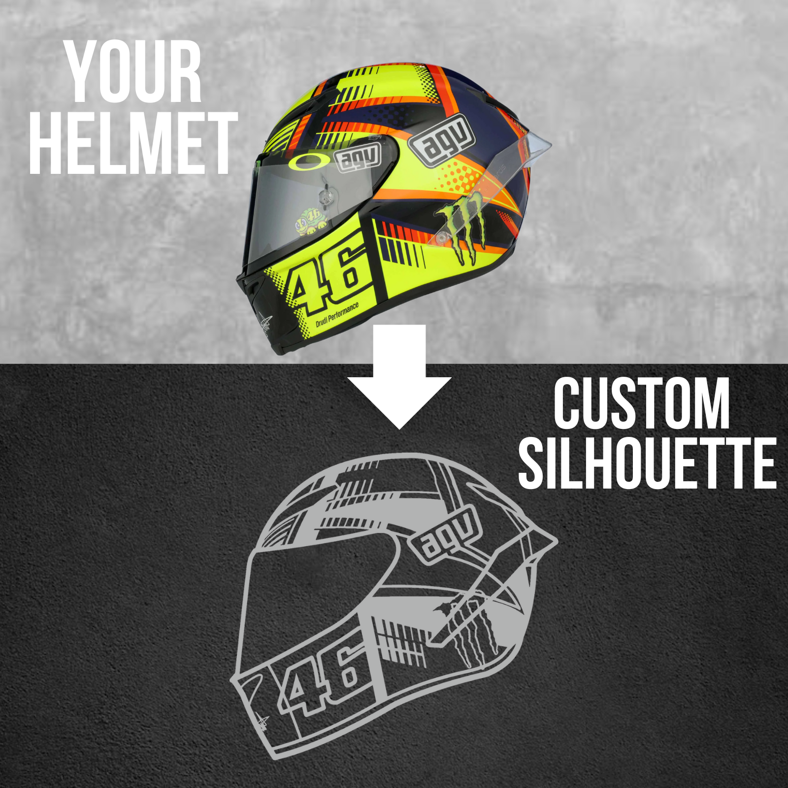 Design Capacete Personalizado - Silhueta de Metal