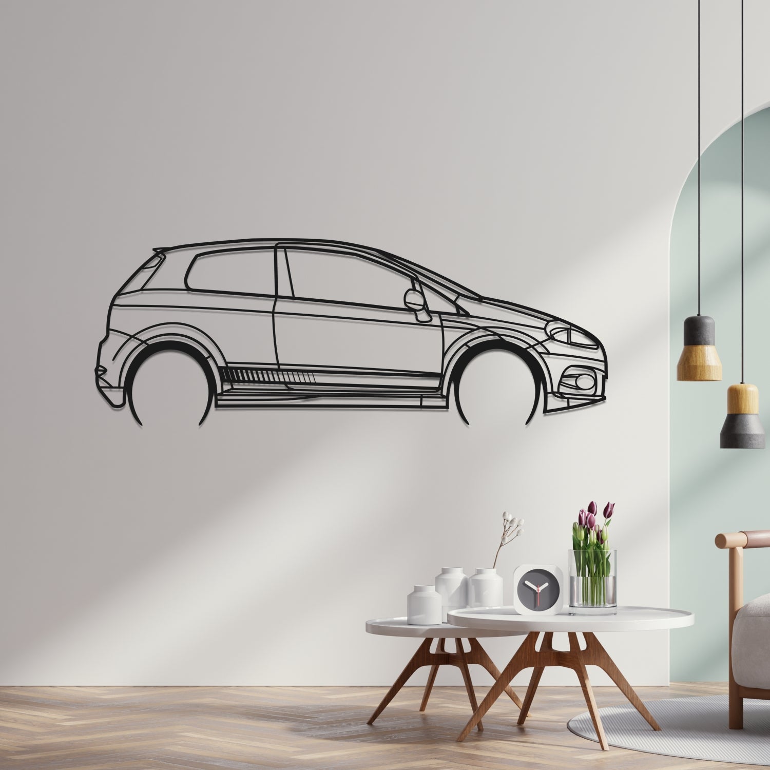 Abarth Punto (2005-2009) - Side Perspective - Metal Silhouette
