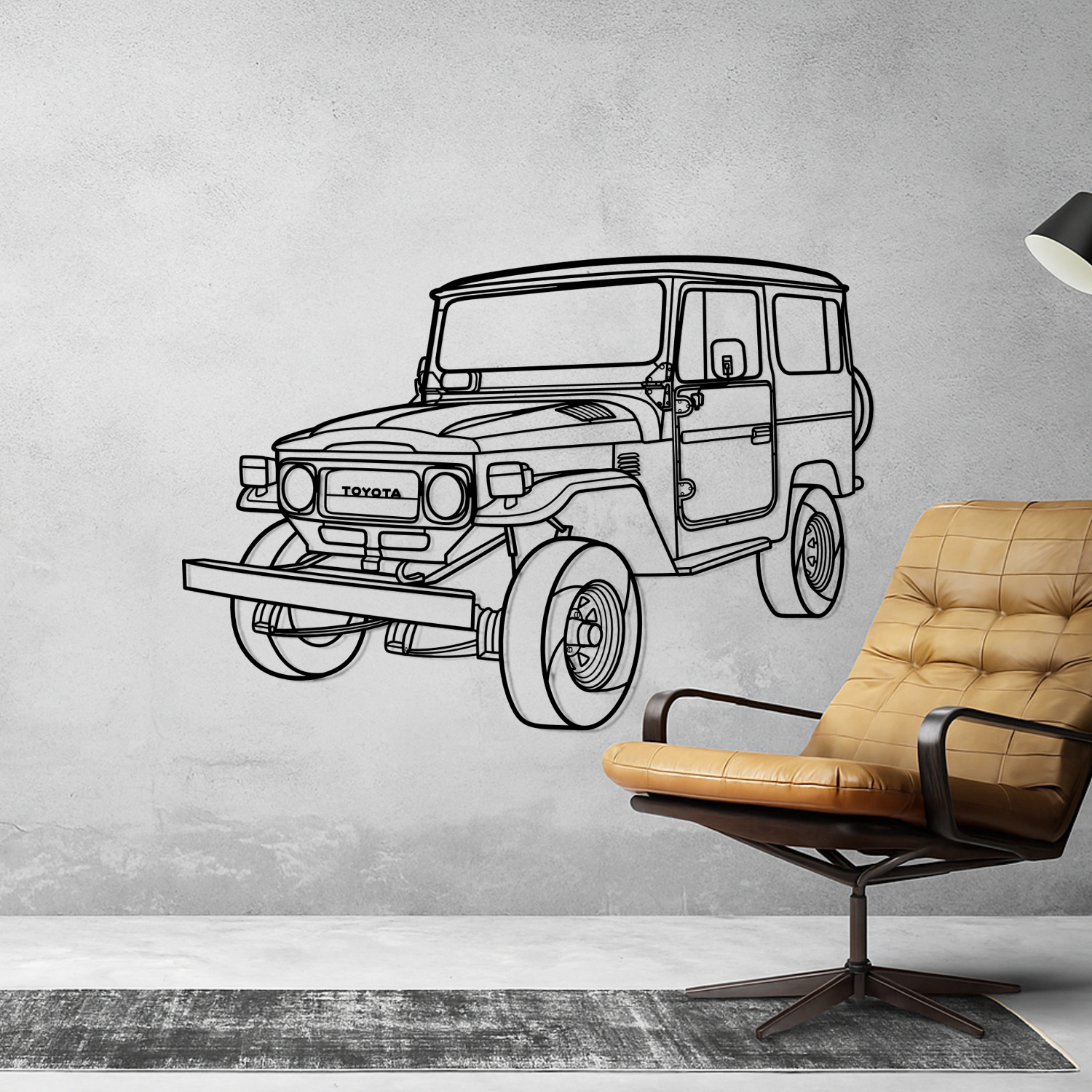 Toyota Land Cruiser BJ 40 (1960-1984) - 3D Perspective Front - Metal Silhouette