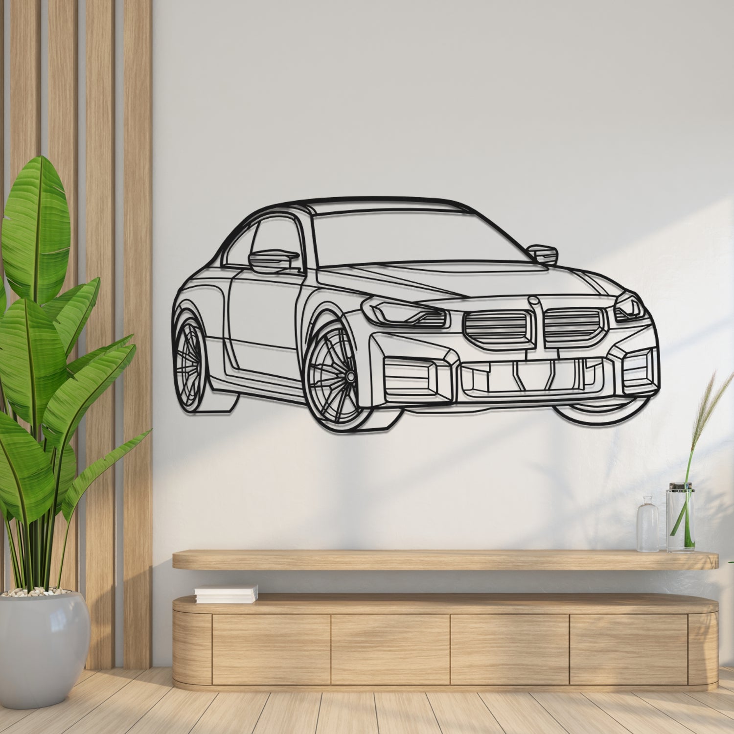 BMW M2 G87 (2023-2025) - 3D Perspective Front - Metal Silhouette