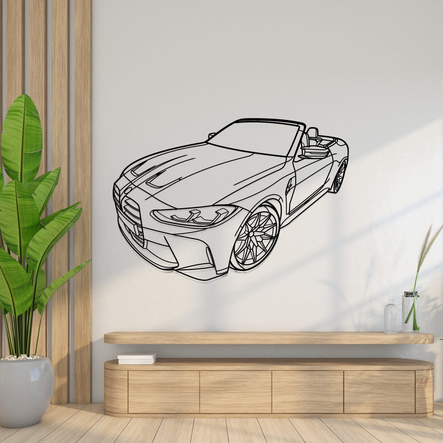 BMW M4 G82 Cabrio (2020-2024) - Perspetiva 3D Frente - Silhueta de Metal