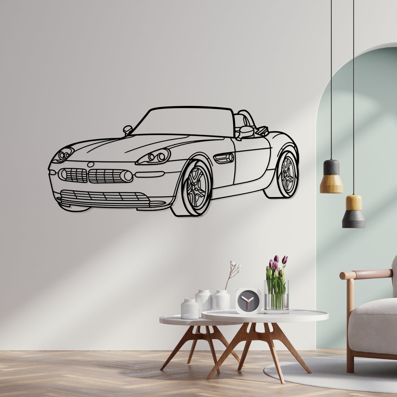 BMW Z8 (1999-2003) - Perspetiva 3D Frente - Silhueta de Metal