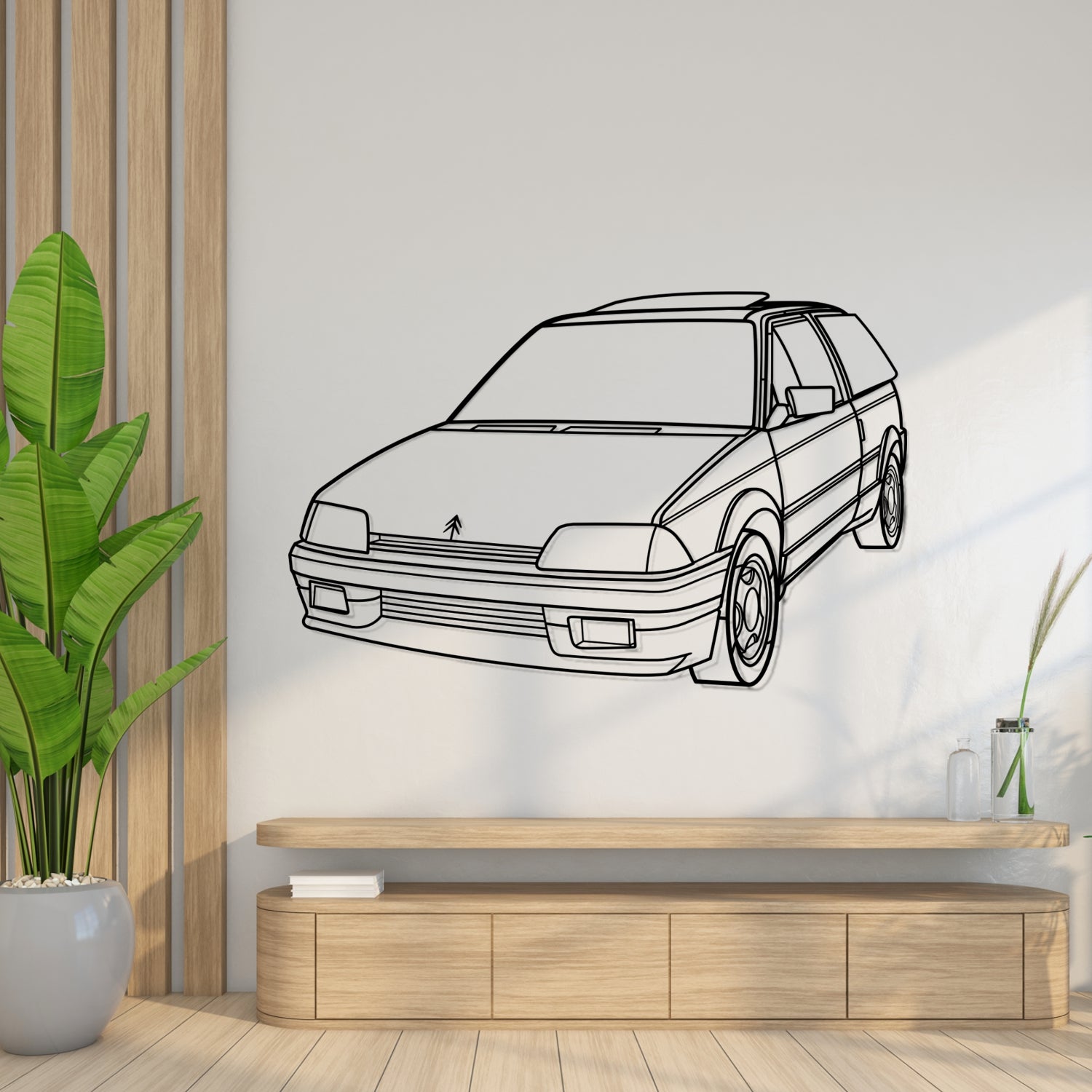 Citroën AX GT (1991-1995) - Perspetiva 3D Frente - Silhueta de Metal