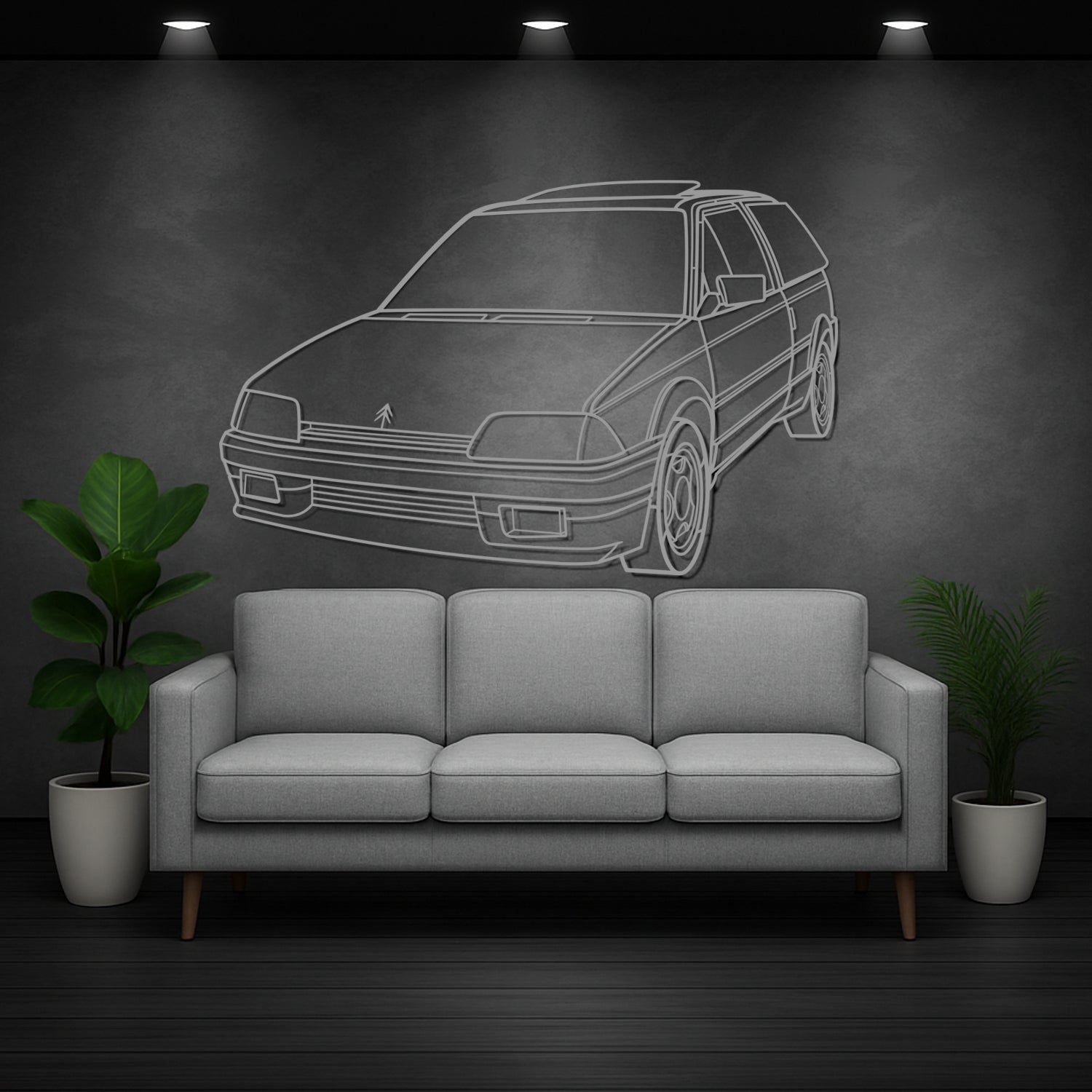 Citroën AX GT (1991-1995) - Perspetiva 3D Frente - Silhueta de Metal