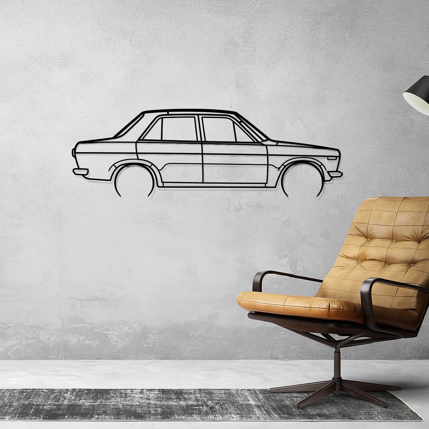 Datsun 1200 (1970-1976) - Perspetiva Lateral - Silhueta de Metal