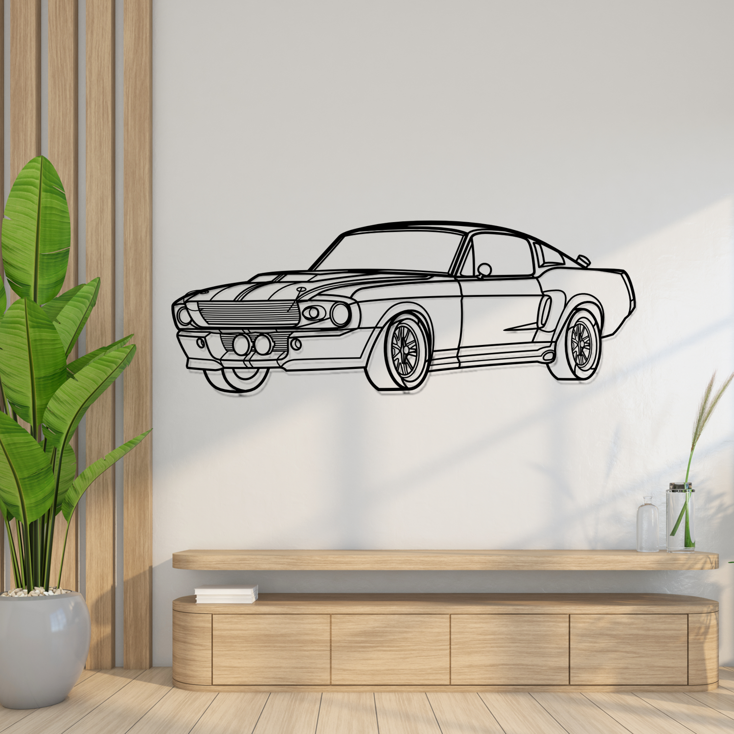 Eleanor Mustang 390 GT (1968) - Perspetiva 3D Frente - Silhueta de Metal