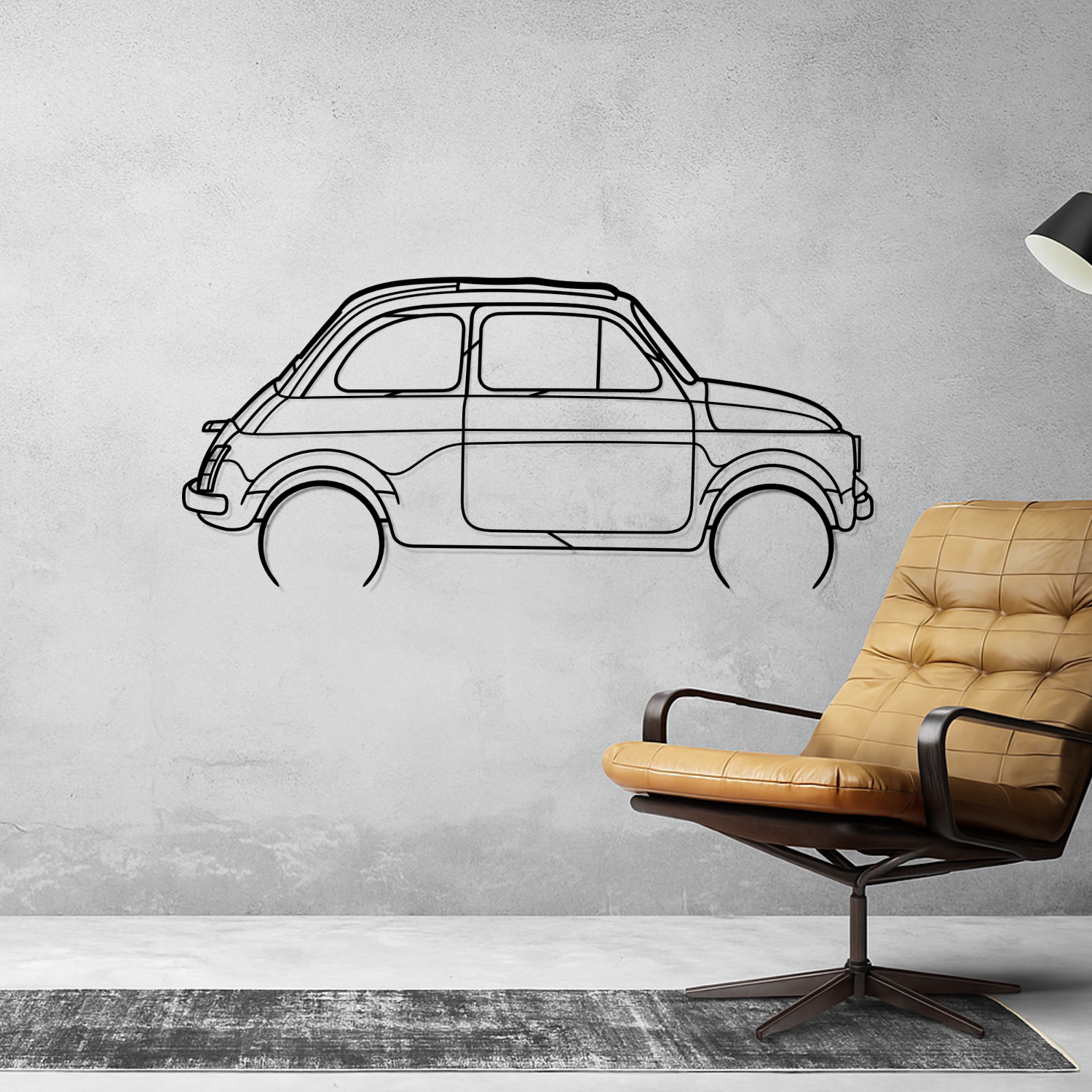 Fiat 500 R (1957-1975) - Perspetiva Lateral - Silhueta de Metal