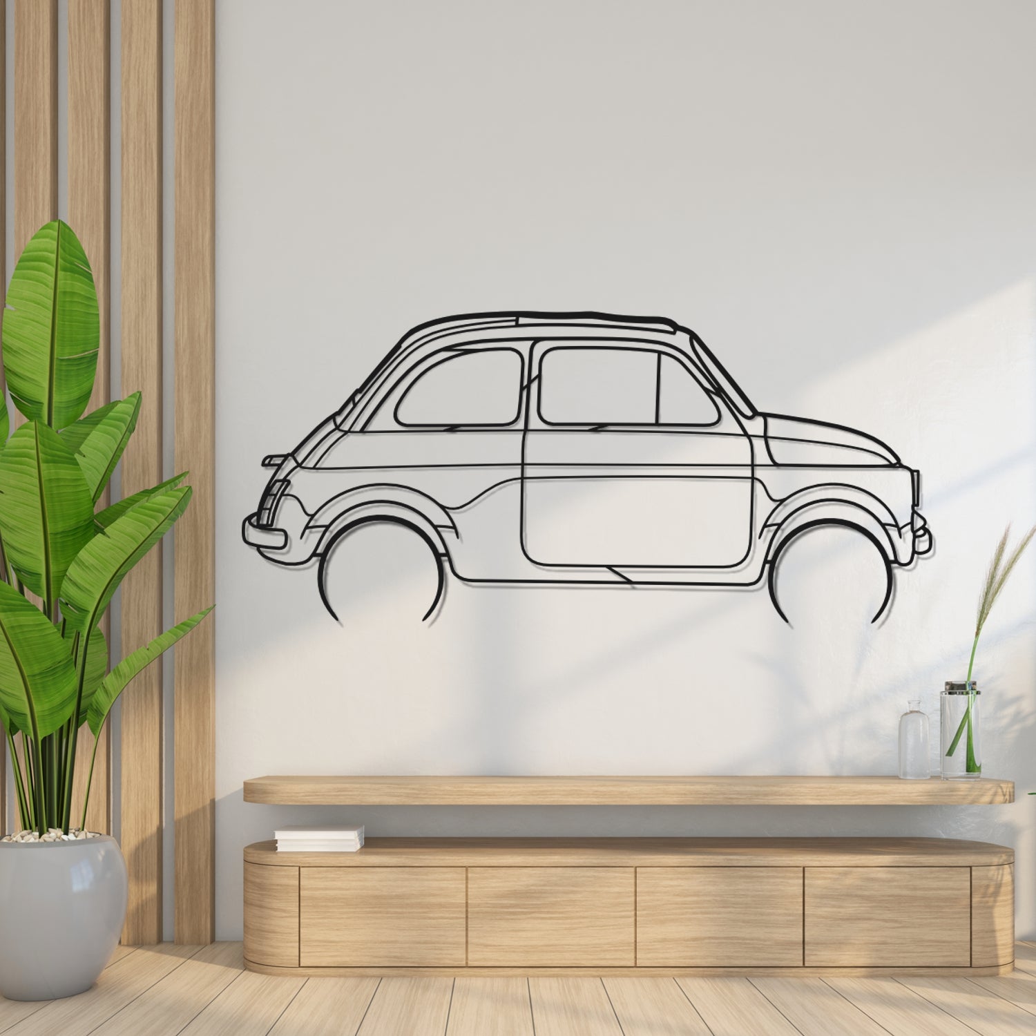 Fiat 500 R (1957-1975) - Perspetiva Lateral - Silhueta de Metal