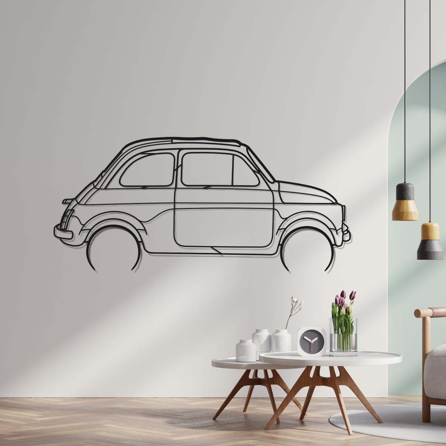 Fiat 500 R (1957-1975) - Perspetiva Lateral - Silhueta de Metal
