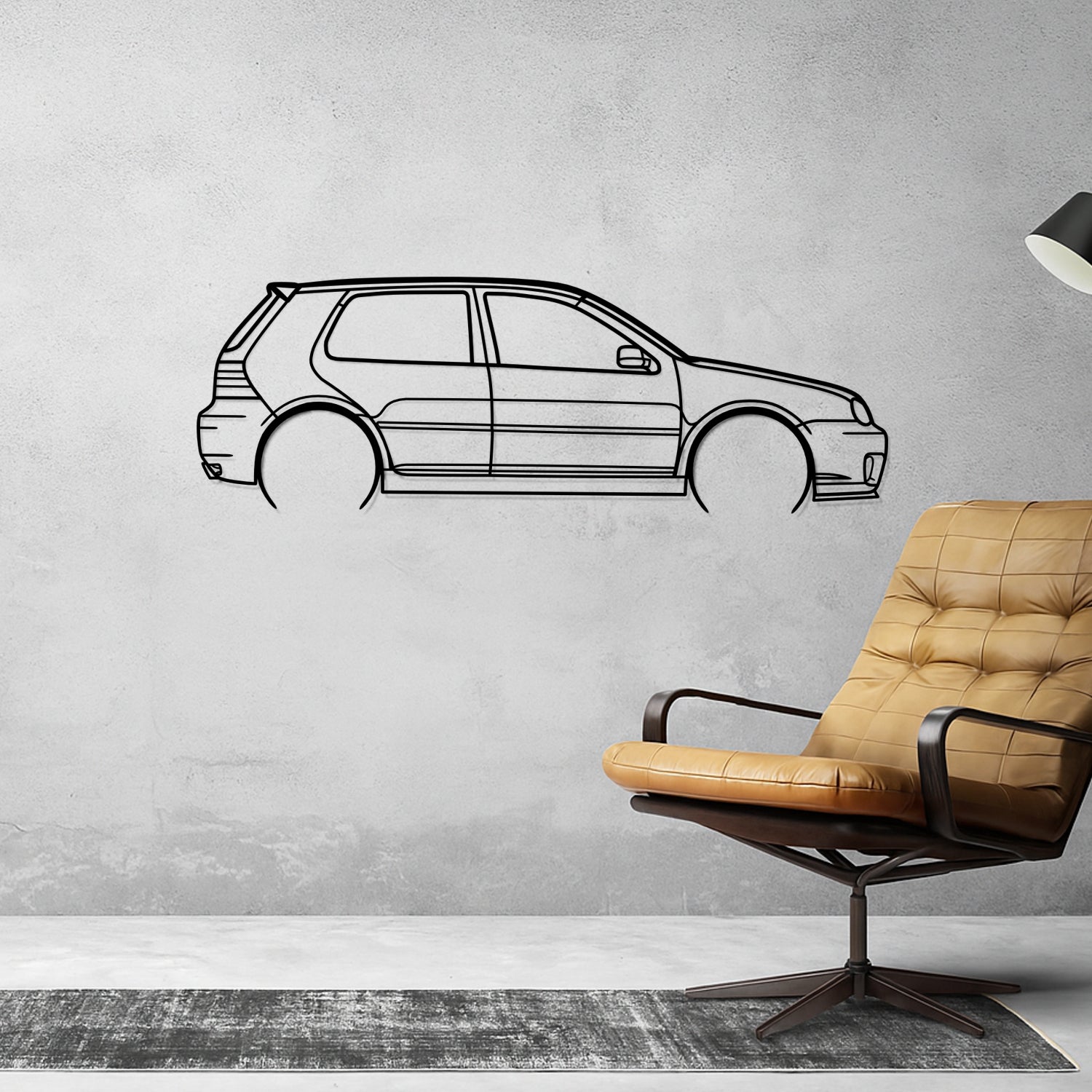 Volkswagen Golf MK4 R32 (2002-2004) - Perspetiva Lateral - Silhueta de Metal