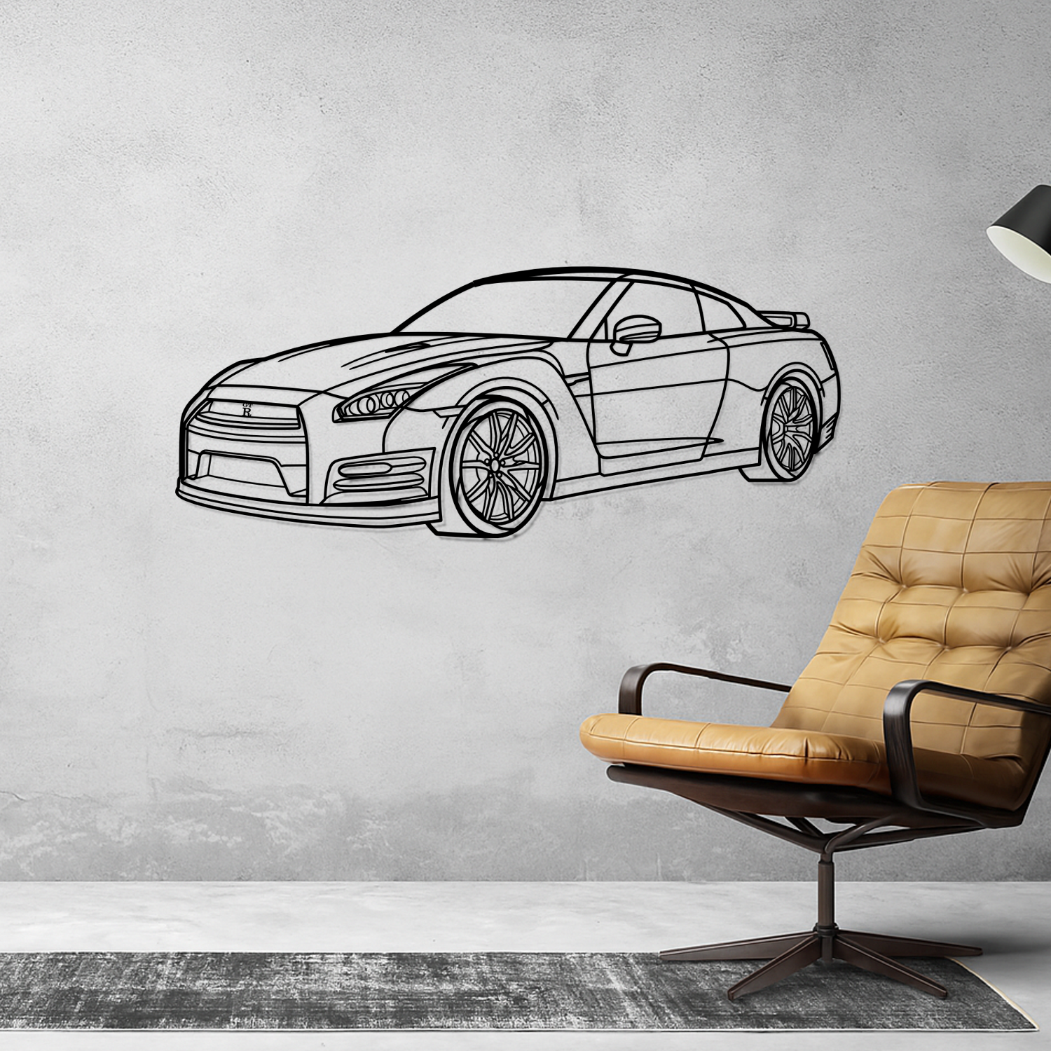 Nissan GT-R R35 (2011-2016) - 3D Perspective Front - Metal Silhouette