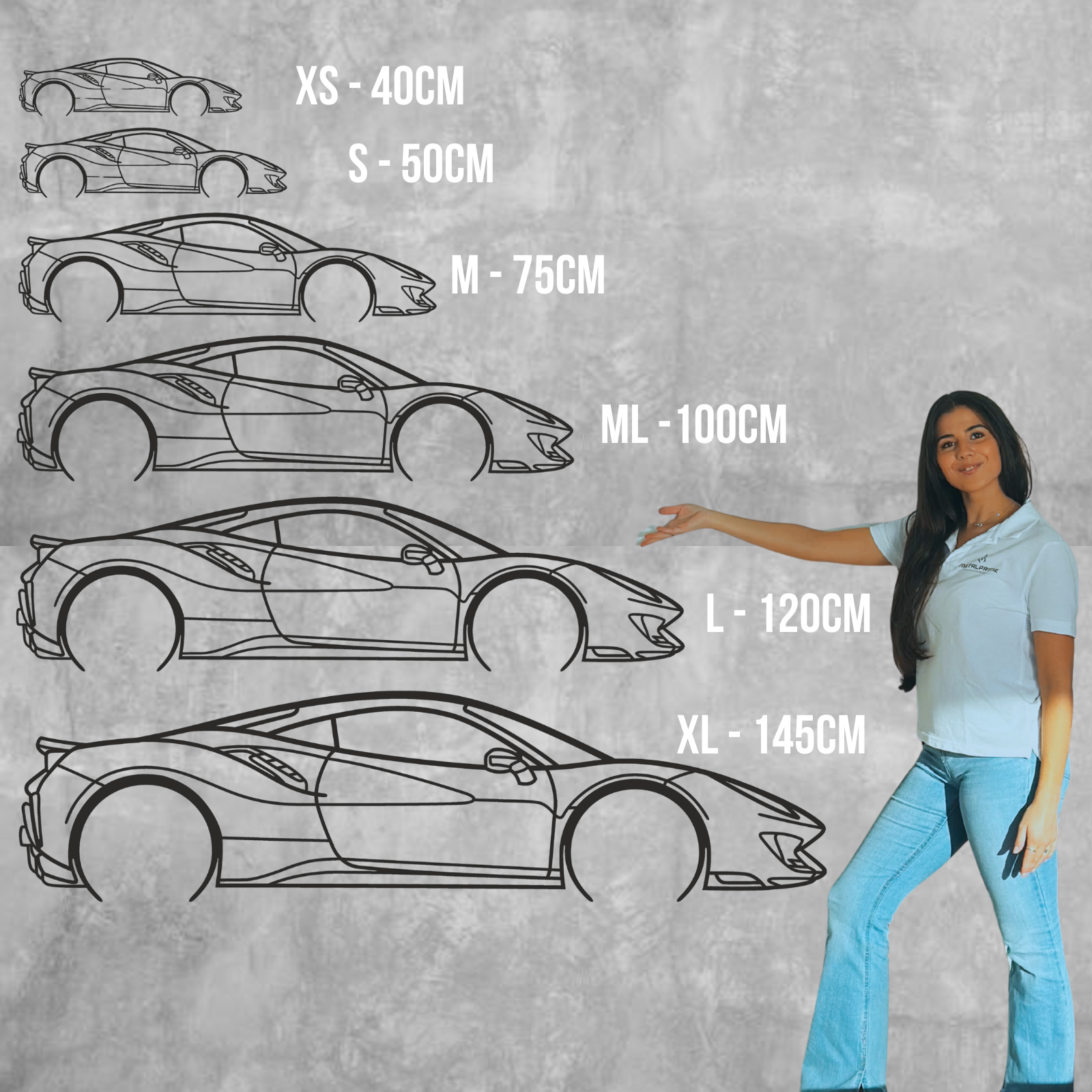Abarth Punto Side View - Metal Wall Silhouette
