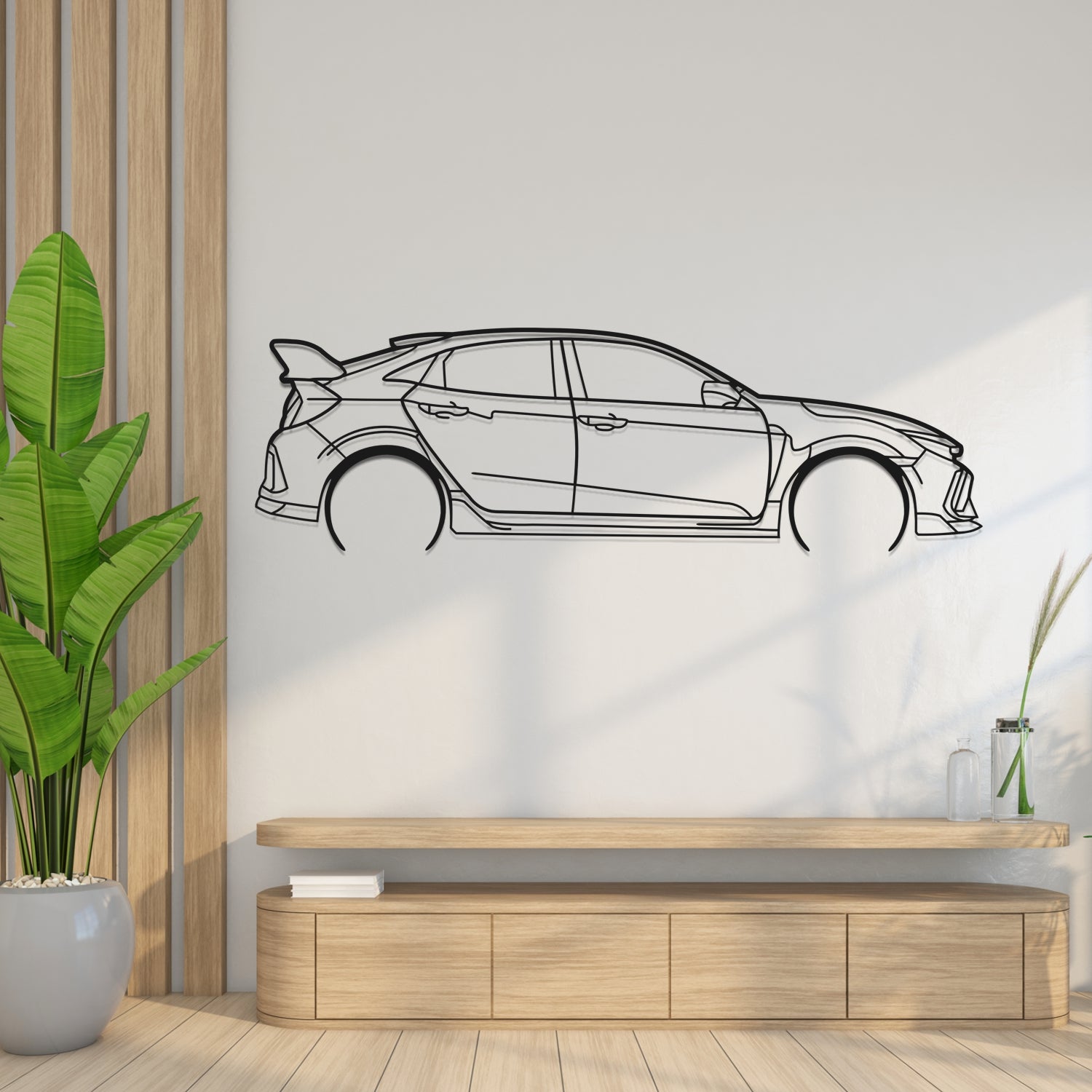 Honda Civic Type R FK8 (2017-2022) - Perspetiva Lateral - Silhueta de Metal