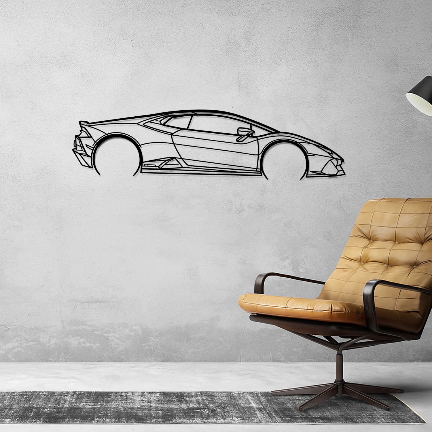Lamborghini Huracan Evo (2019–2024) – Seitenansicht – Metallsilhouette