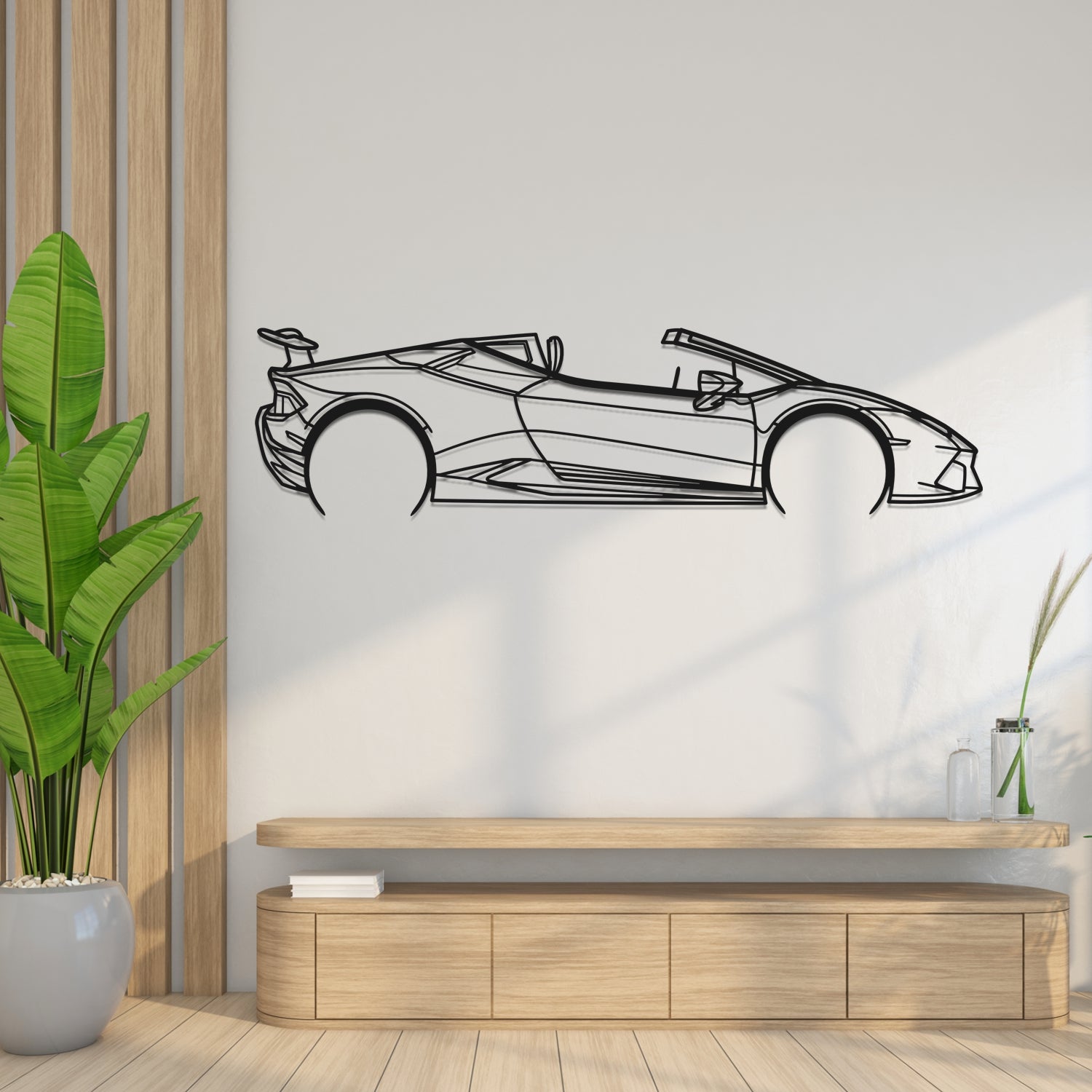 Lamborghini Huracan Perfomante Spyder (2018-2019) - Side View - Metal Silhouette