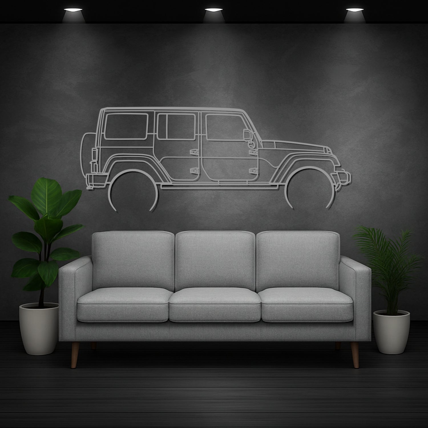 Jeep Wrangler (2010-2018) - Perspetiva Lateral - Silhueta de Metal