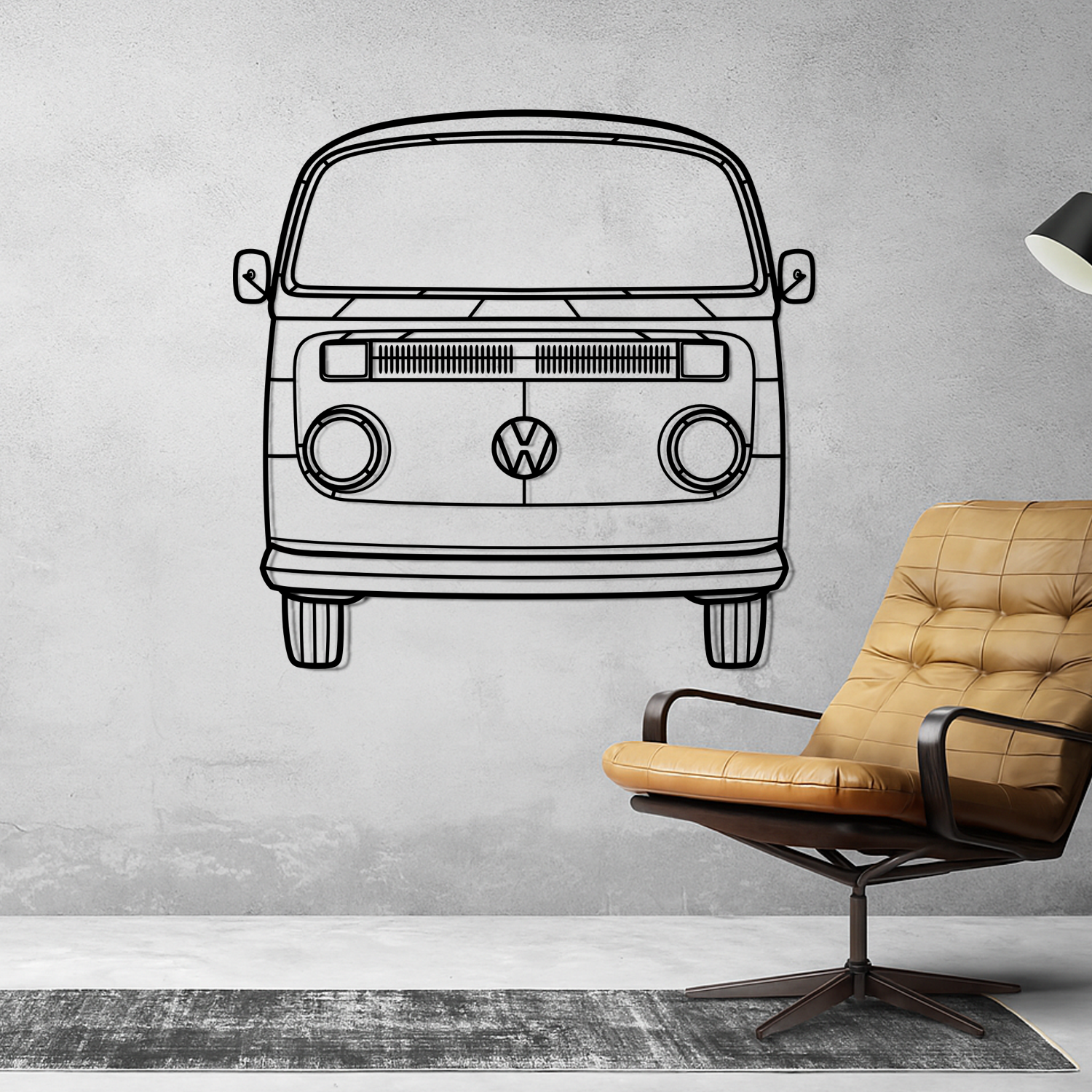 Volkswagen Kombi (1967-1979) - Perspetiva Frontal - Silhueta de Metal