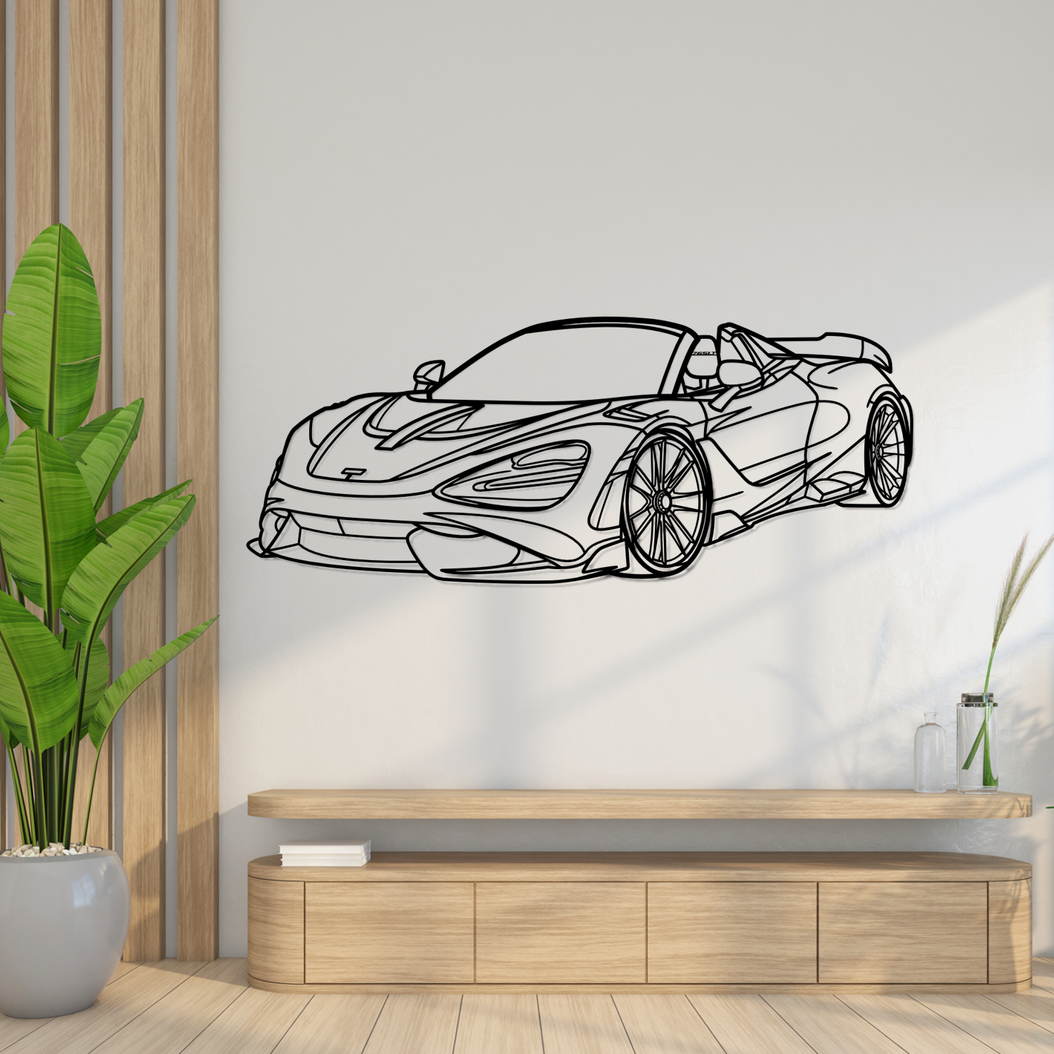 Mclaren 765LT Spider Novitec (2020-2023) - Perspetiva 3D Frente - Silhueta de Metal
