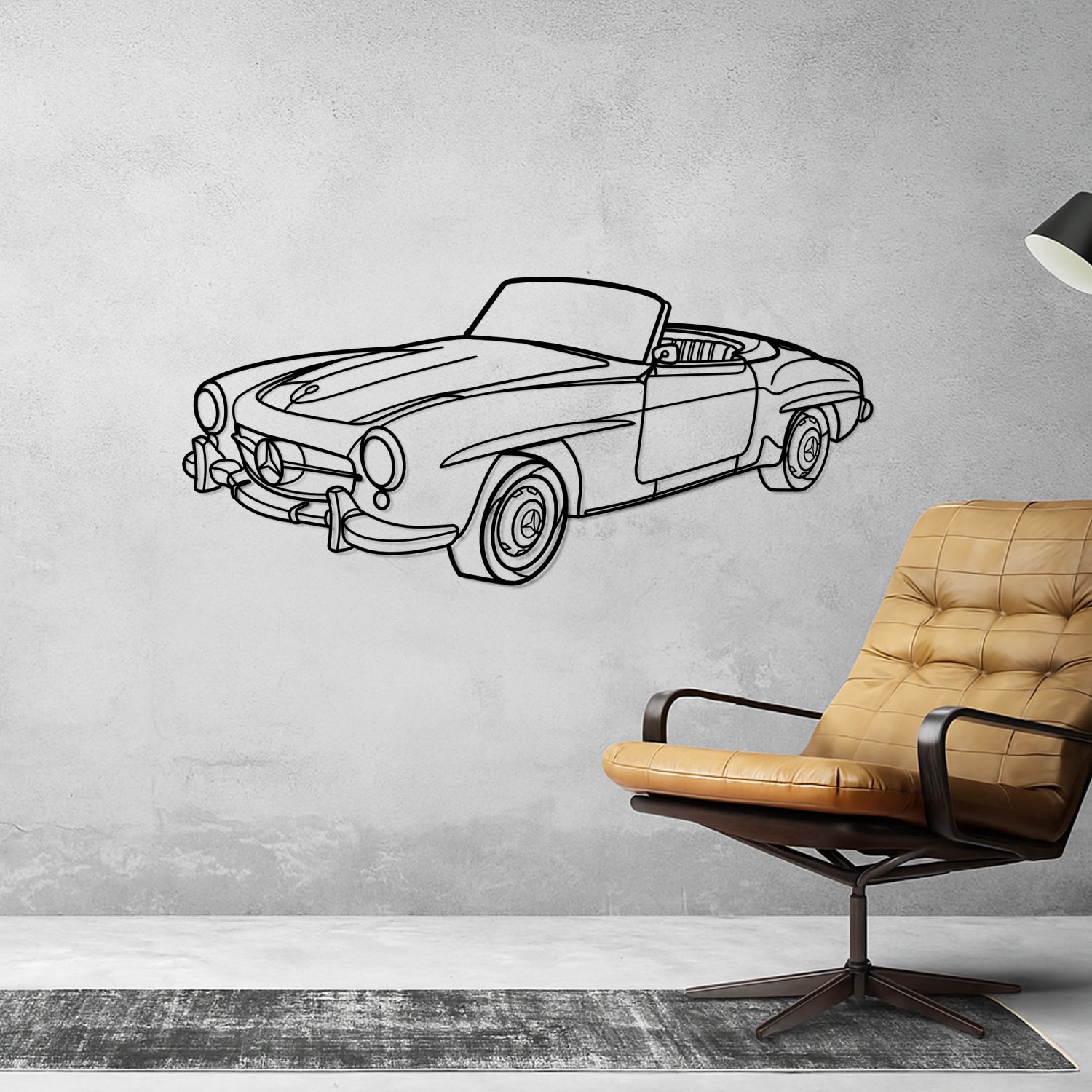 Mercedes 190 SL - Perspetiva 3D Frente - Silhueta de Metal