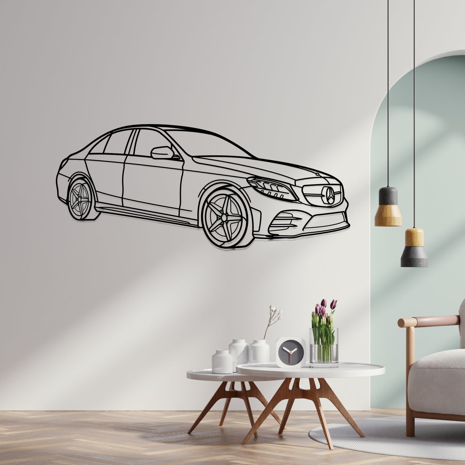 Caterham – 3D-Perspektive Front – Metallsilhouette
