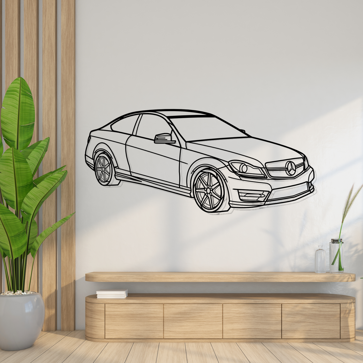 Mercedes Classe C (2011-2025) - Perspetiva 3D Frente - Silhueta de Metal
