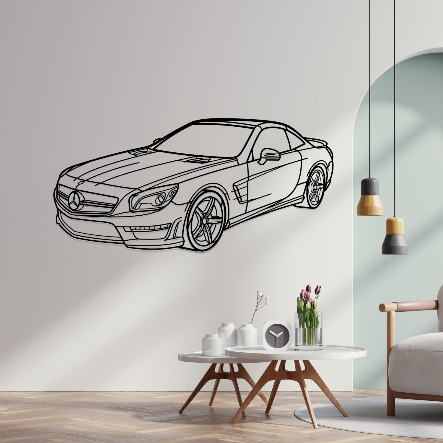 Mercedes SL 65 AMG (2013-2016) - Perspetiva 3D Frente - Silhueta de Metal