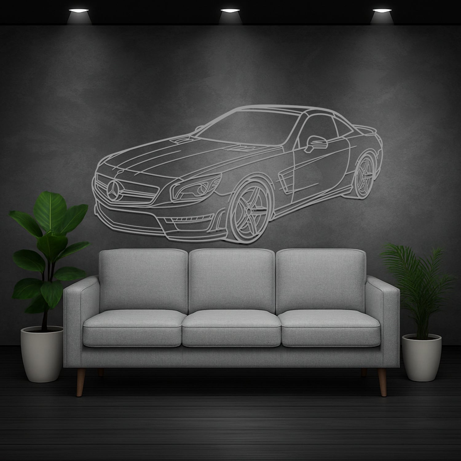 Mercedes SL 65 AMG (2013-2016) - Perspetiva 3D Frente - Silhueta de Metal