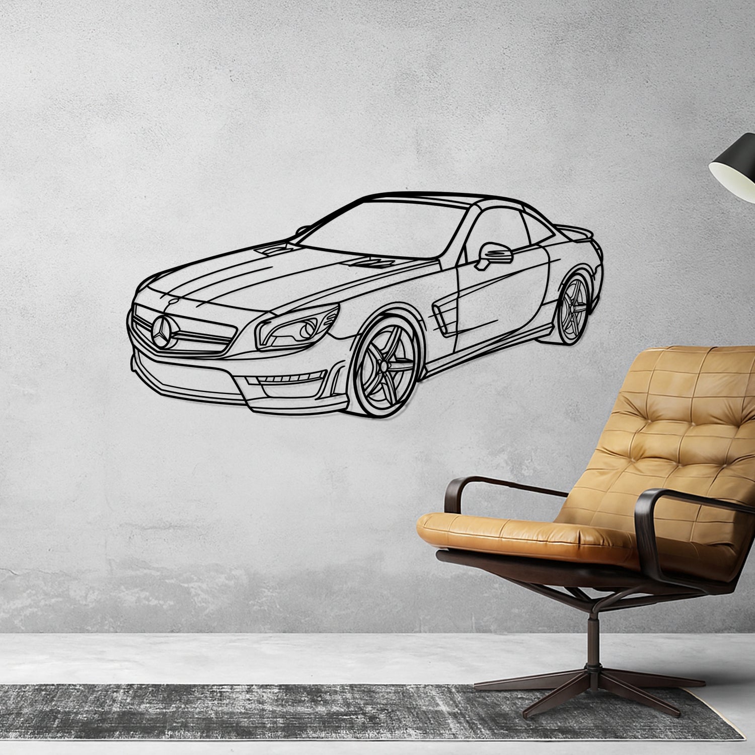 Mercedes SL 65 AMG (2012-2016) - Perspetiva 3D Frente - Silhueta de Metal