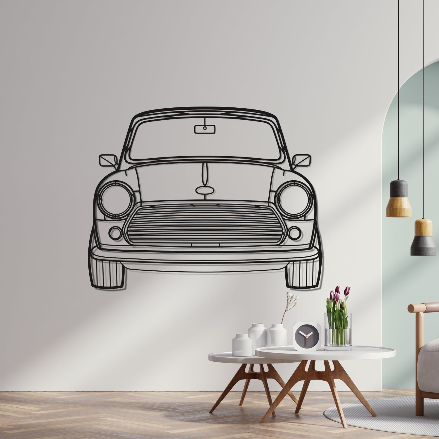 Mini Classic - Front View - Metal Silhouette