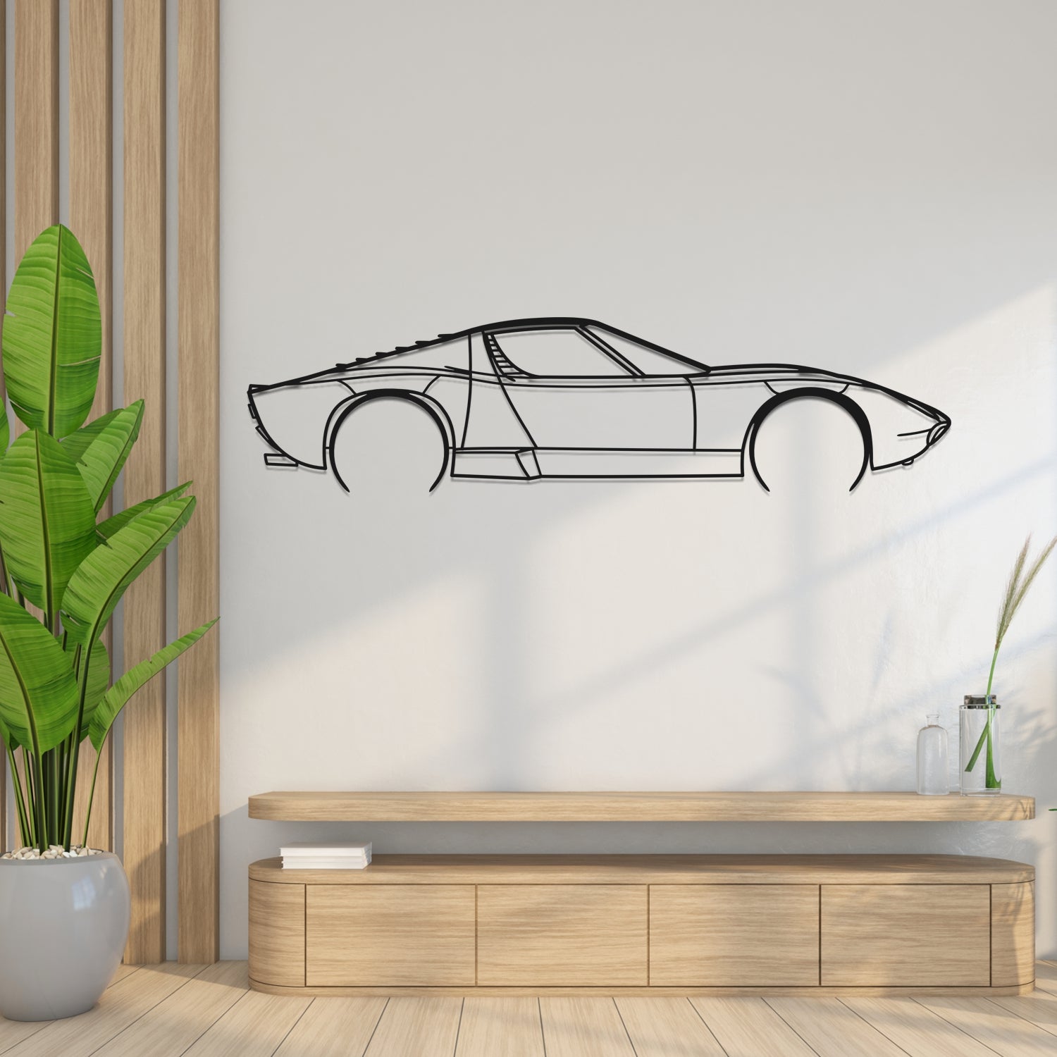 Lamborghini Miura SV (1971-1973) – Seitenansicht – Metallsilhouette