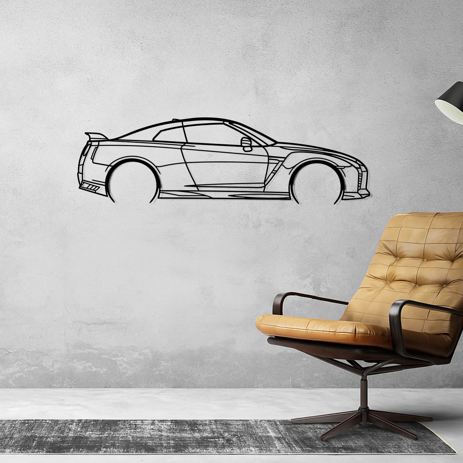 Nissan GT-R R35 (2017-2023) – Seitenansicht – Metallsilhouette