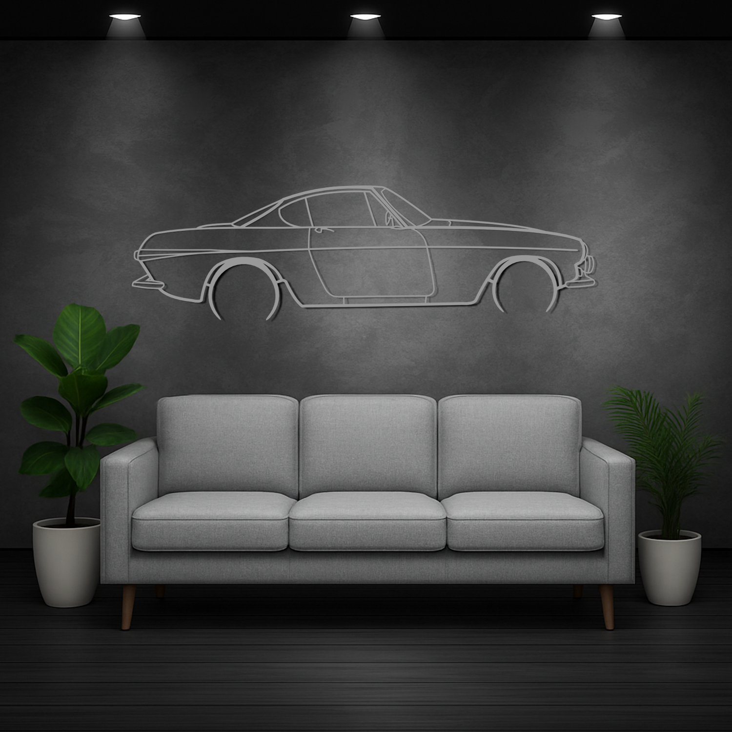 Volvo P1800 S (1963-1970) – Seitenansicht – Metallsilhouette