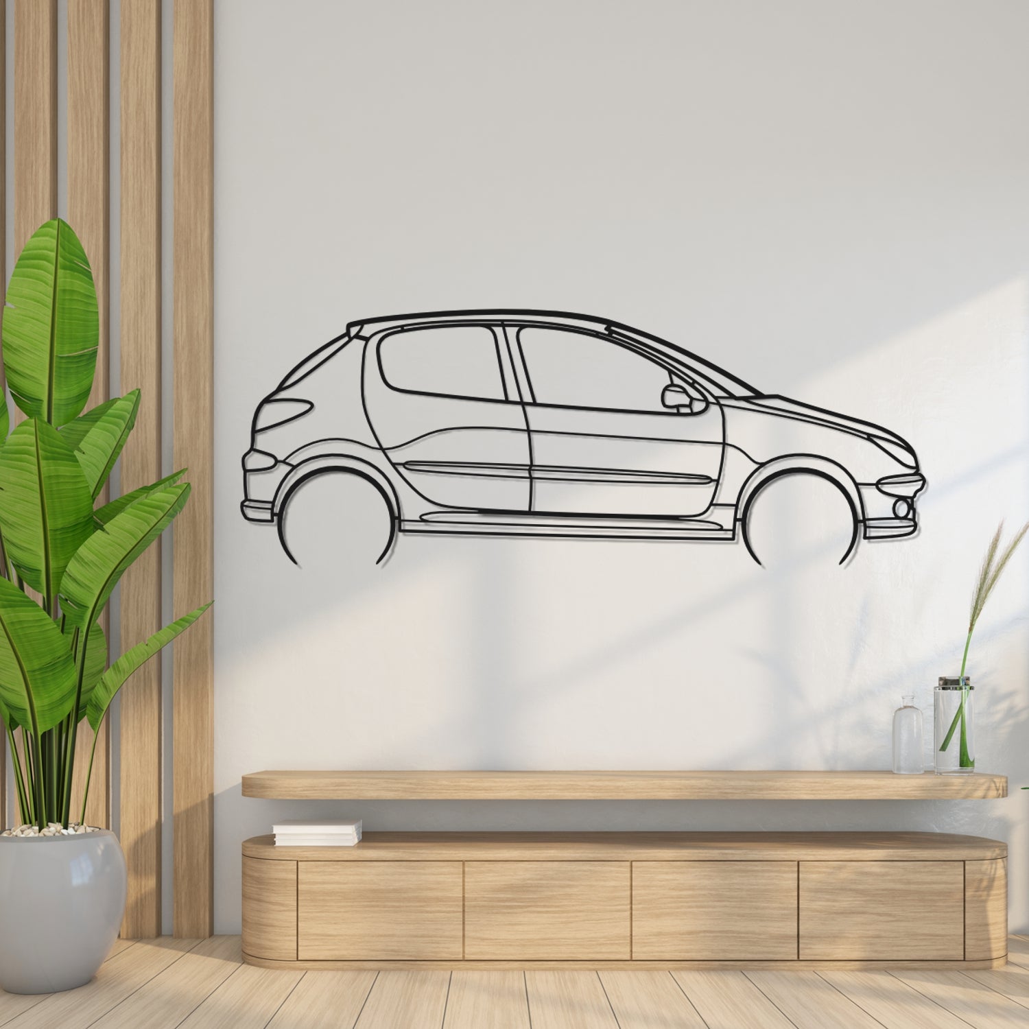 Abarth Punto Side View - Metal Wall Silhouette
