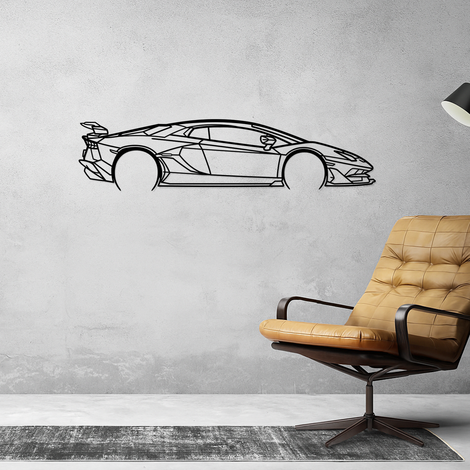 Lamborghini Aventador SVJ (2018-2022) – Seitenansicht – Metallsilhouette